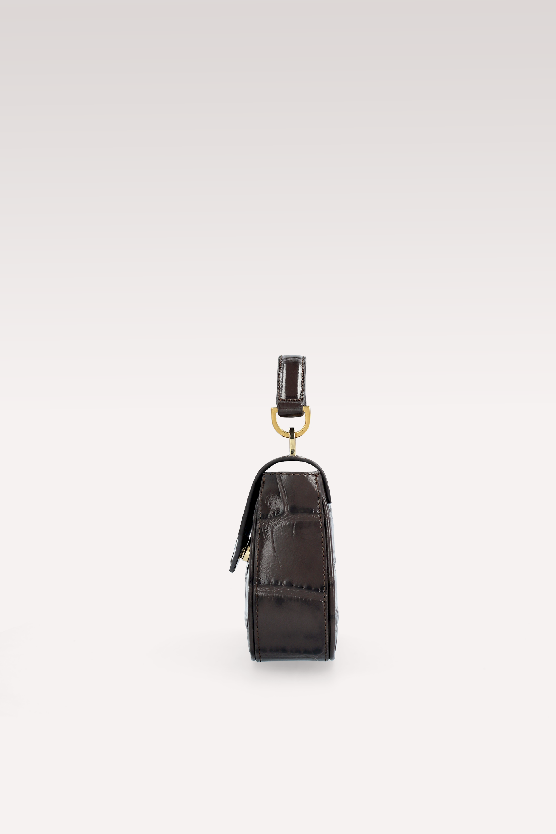 MILLY BROWN COCCO EMBOSSED LEATHER MINI BAG