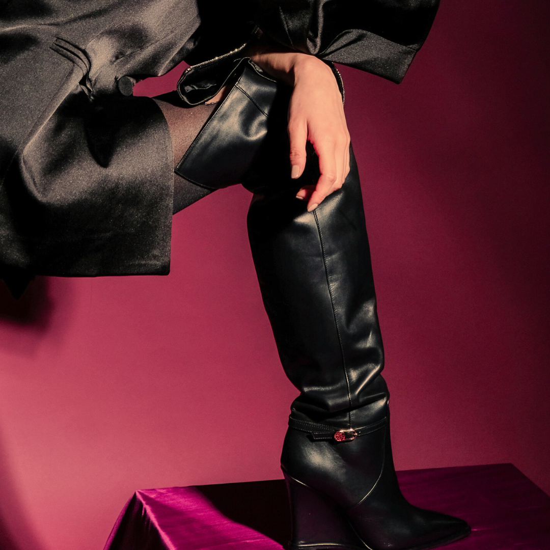 MONA LISA 02 BLACK SMOOTH LEATHER BOOTS