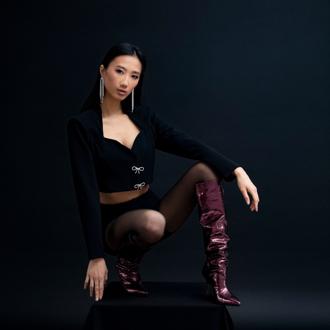 ABA TUBO 01 WINE MINI VIPER EMBOSSED LEATHER BOOTS