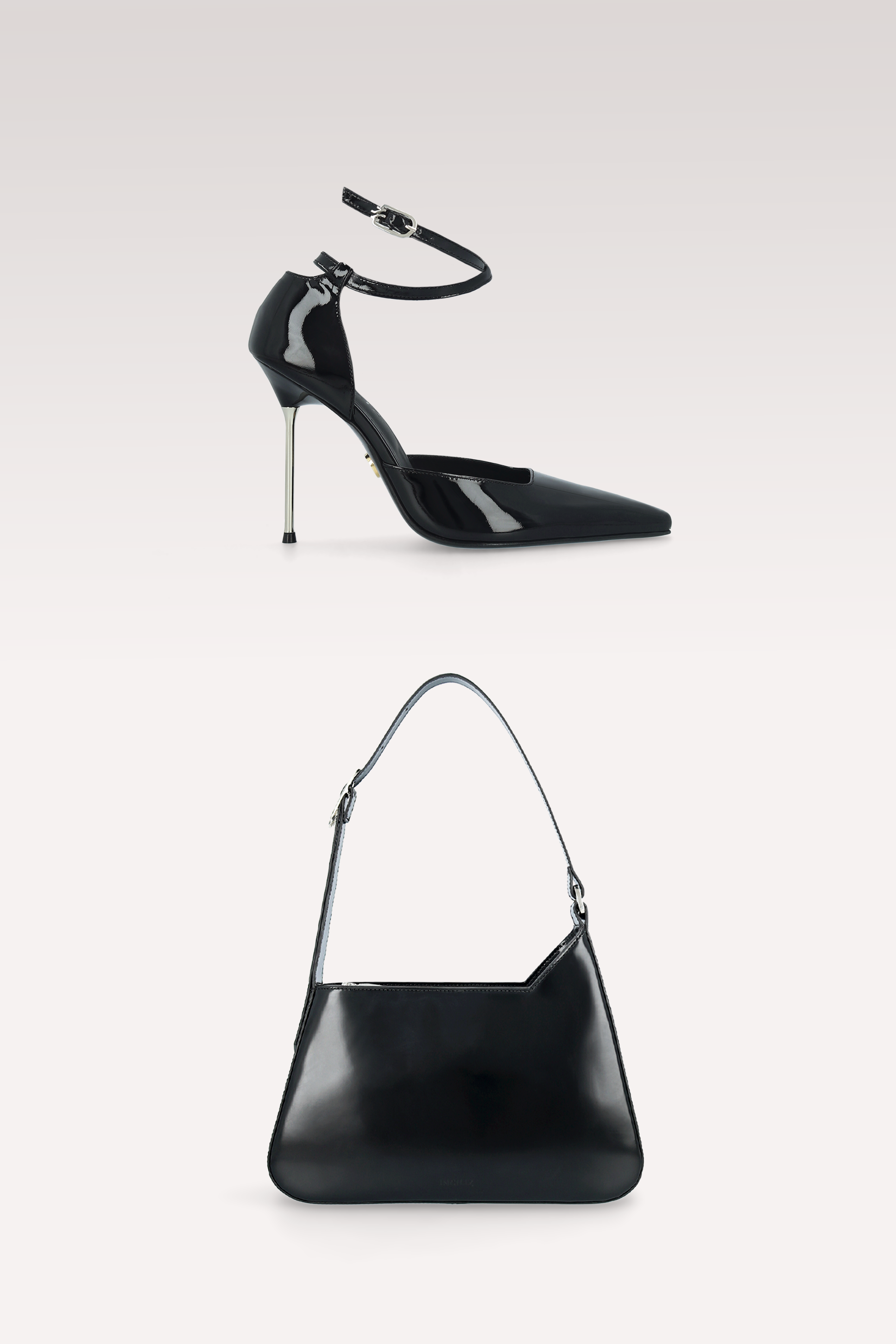 STAR BLACK PATENT LEATHER PUMPS AND DALIA SHOULDER BAG