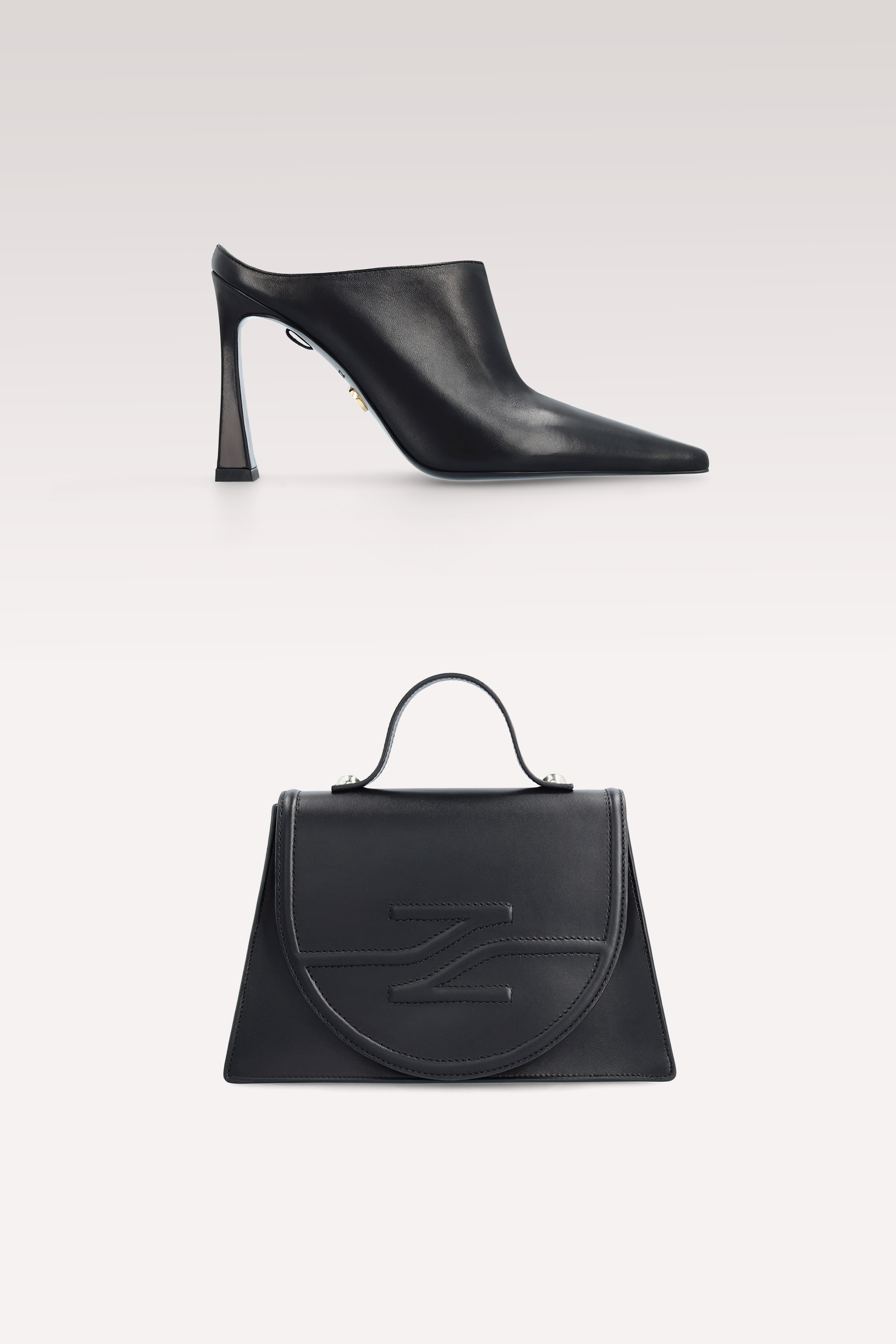 VEIL MULES AND COLETTE BLACK NAPPA LEATHER CROSSBODY BAG