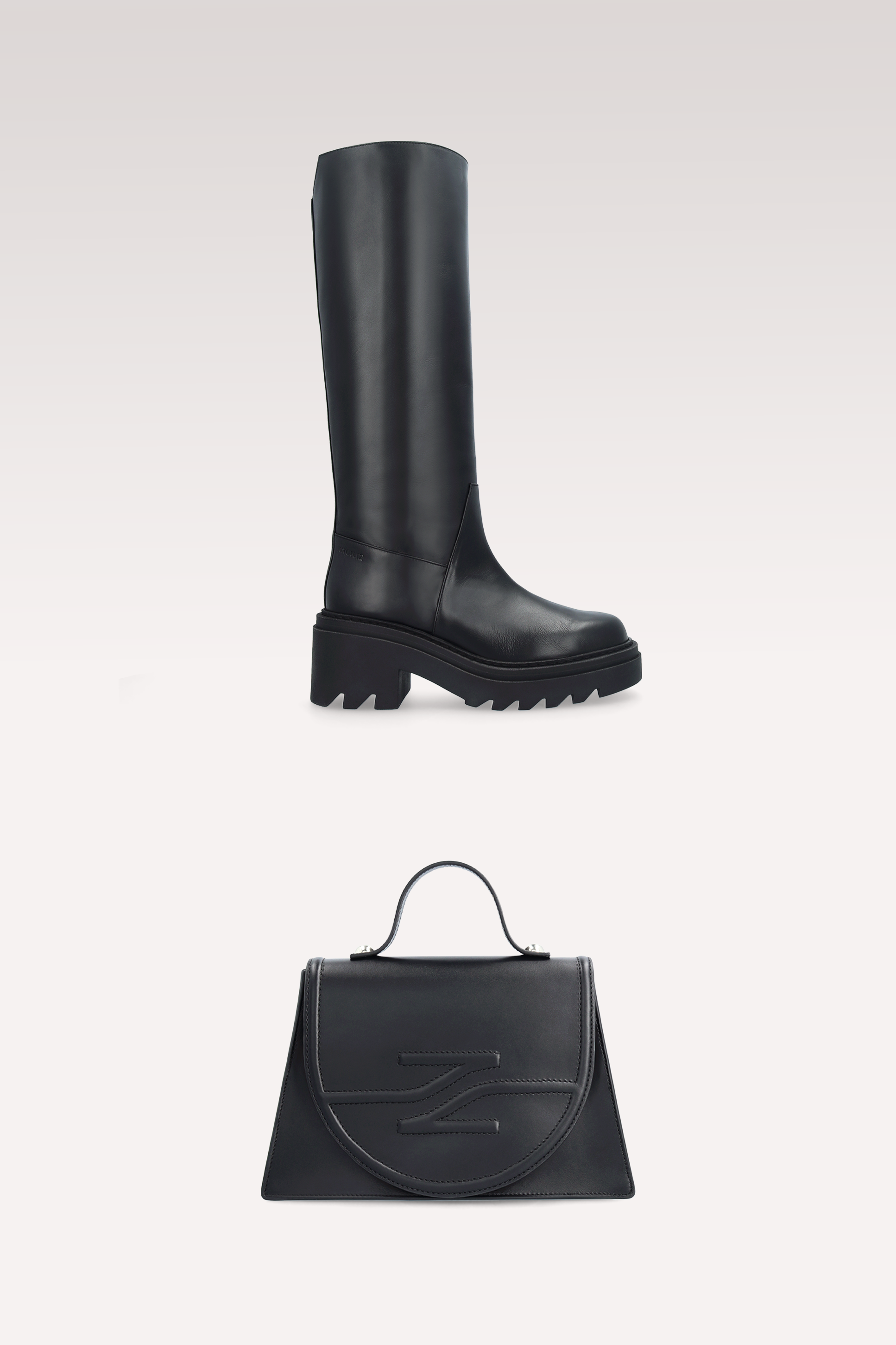 VIVIAN BLACK NAPPA LEATHER BOOTS AND COLETTE CROSSBODY BAG