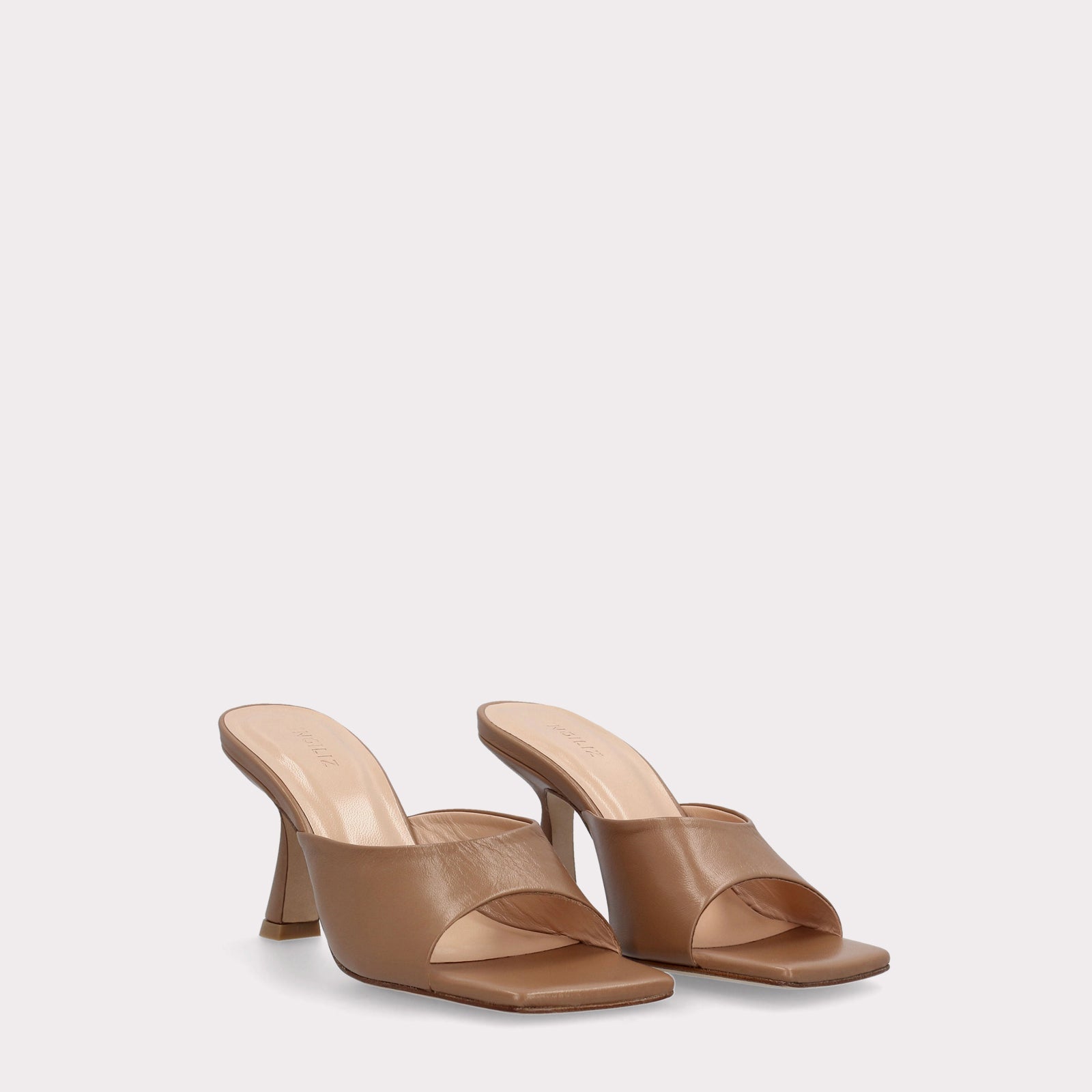 RENY BROWN SMOOTH LEATHER MULES