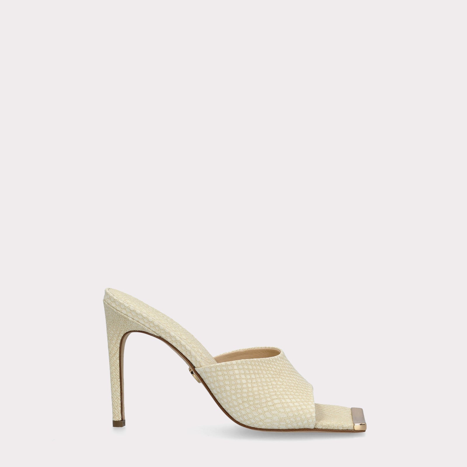 KALINA 05 OFF-WHITE LIZZARD EMBOSSED LEATHER MULES
