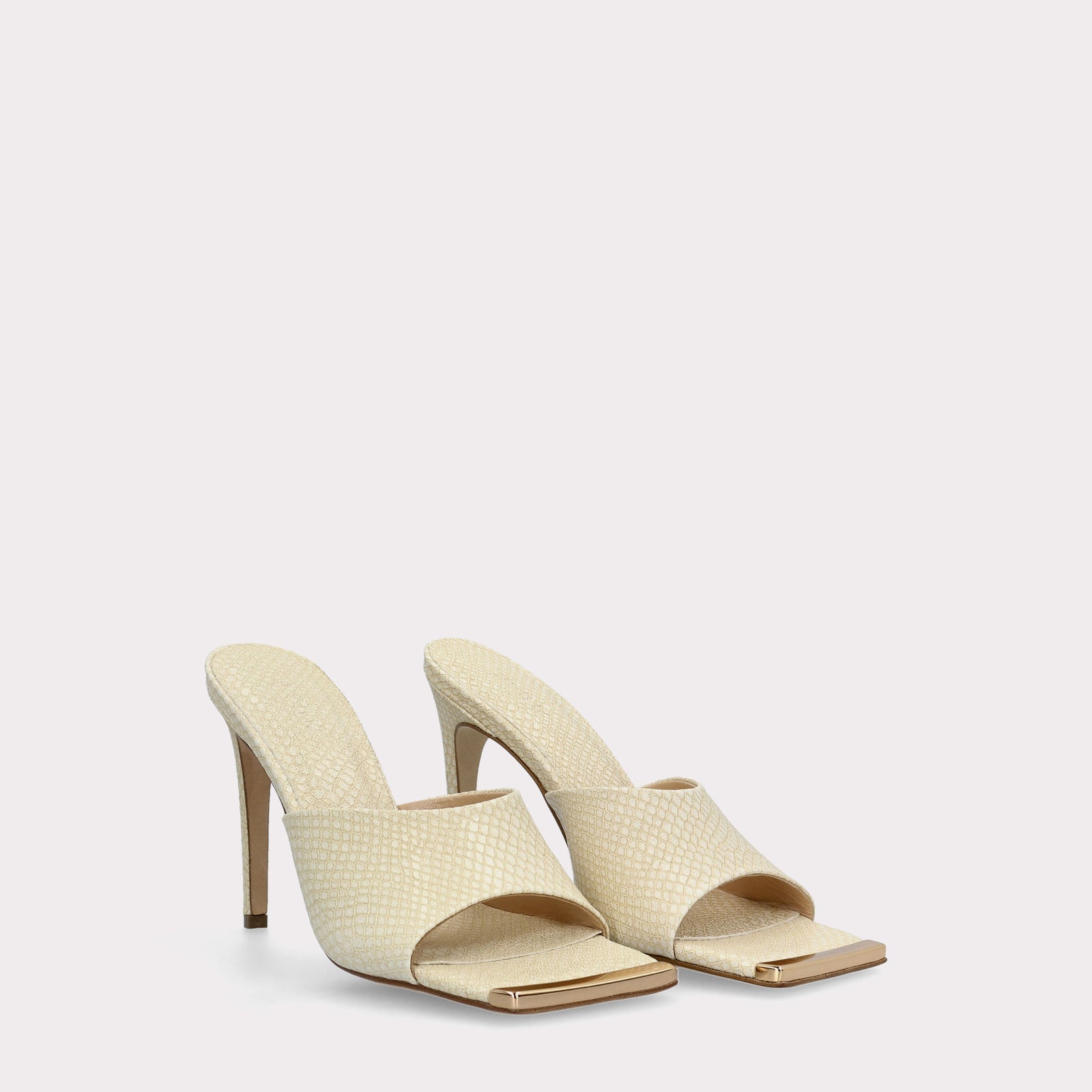 KALINA 05 OFF-WHITE LIZZARD EMBOSSED LEATHER MULES