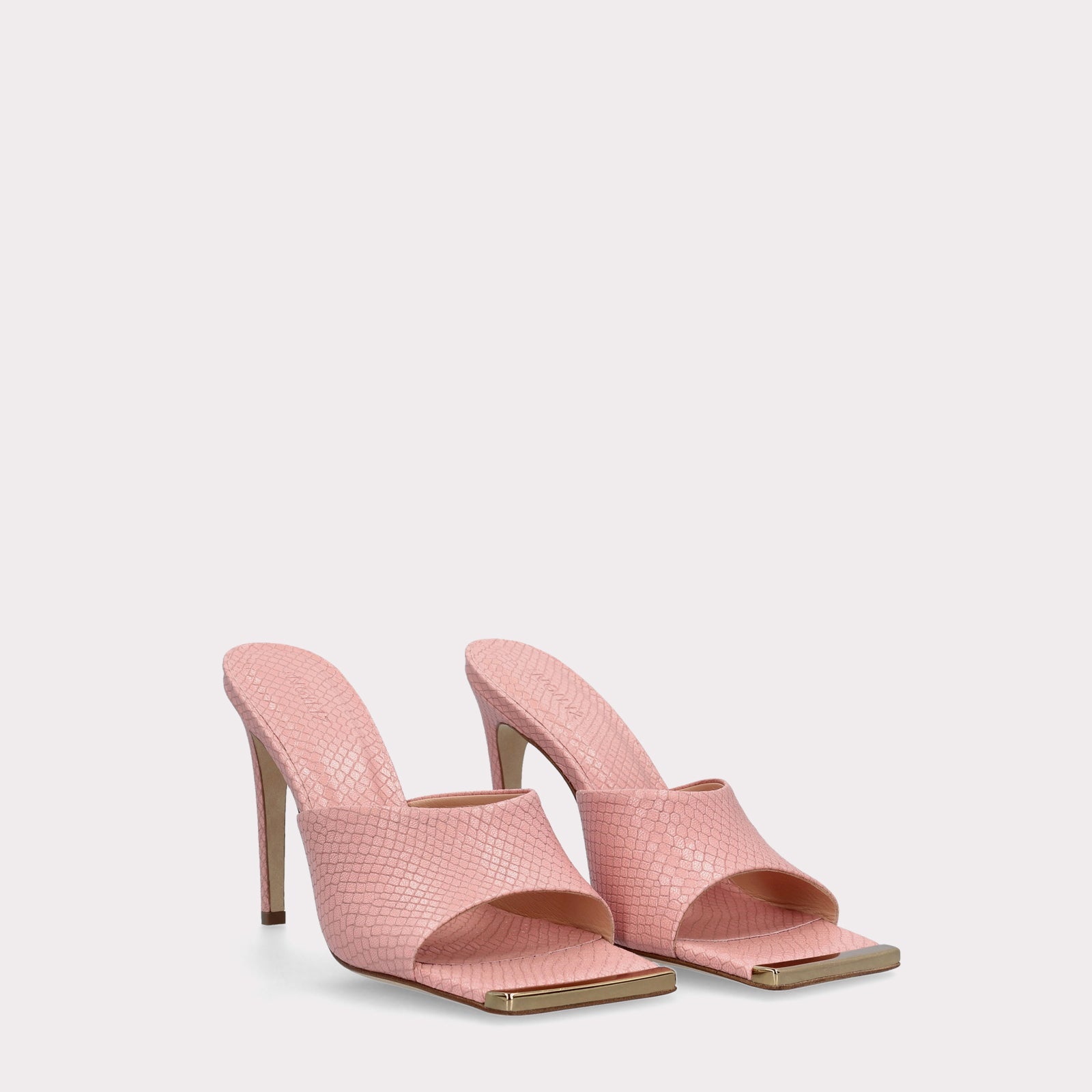 KALINA 05 PINK LIZZARD EMBOSSED LEATHER MULES
