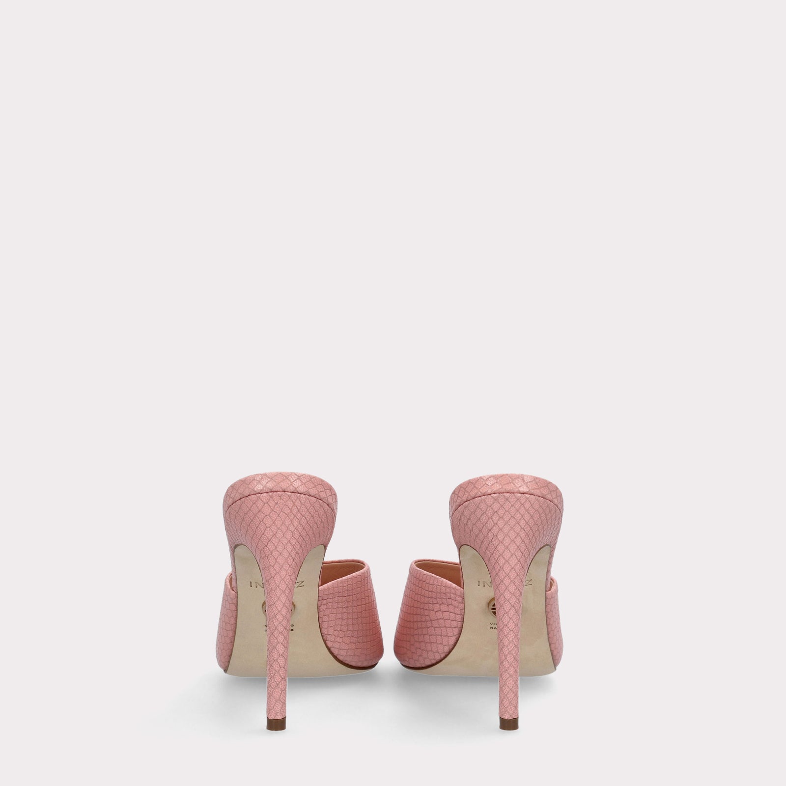 KALINA 05 PINK LIZZARD EMBOSSED LEATHER MULES