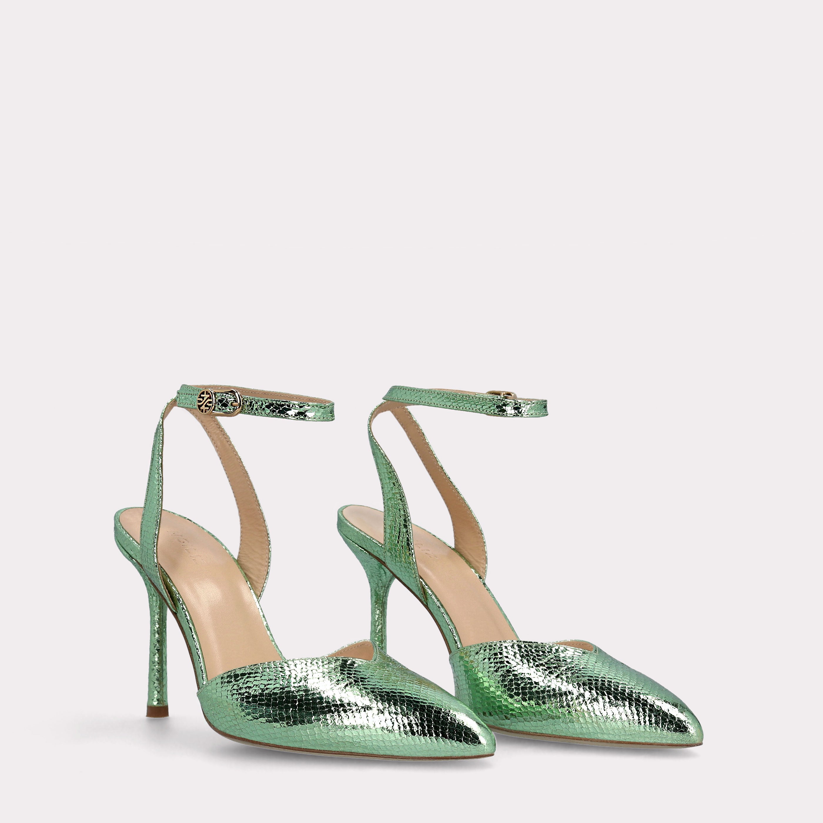 ABA 13 MINI VIPER MIRROR MINT LEATHER PUMPS