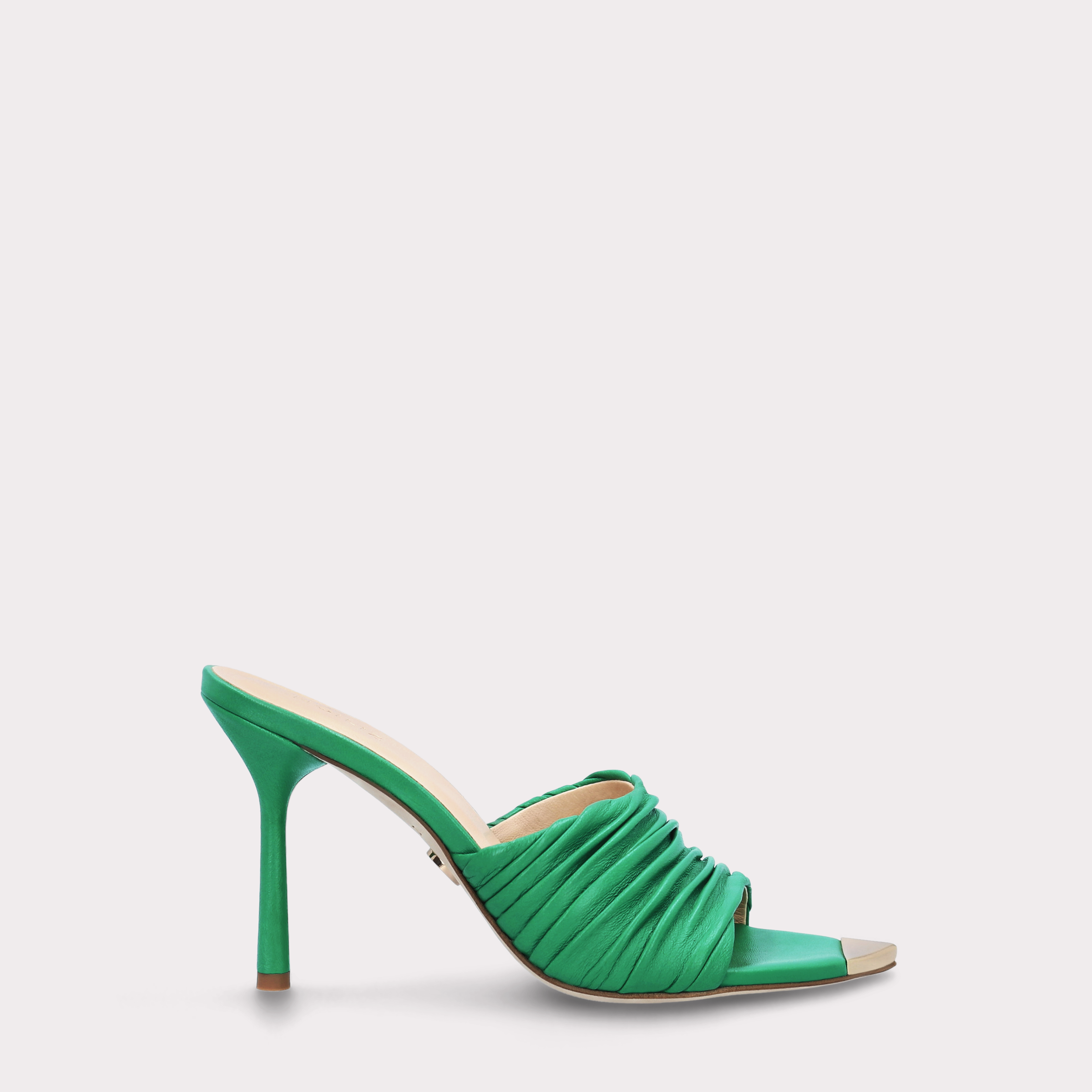 ANNY 03 GREEN LEATHER SANDALS