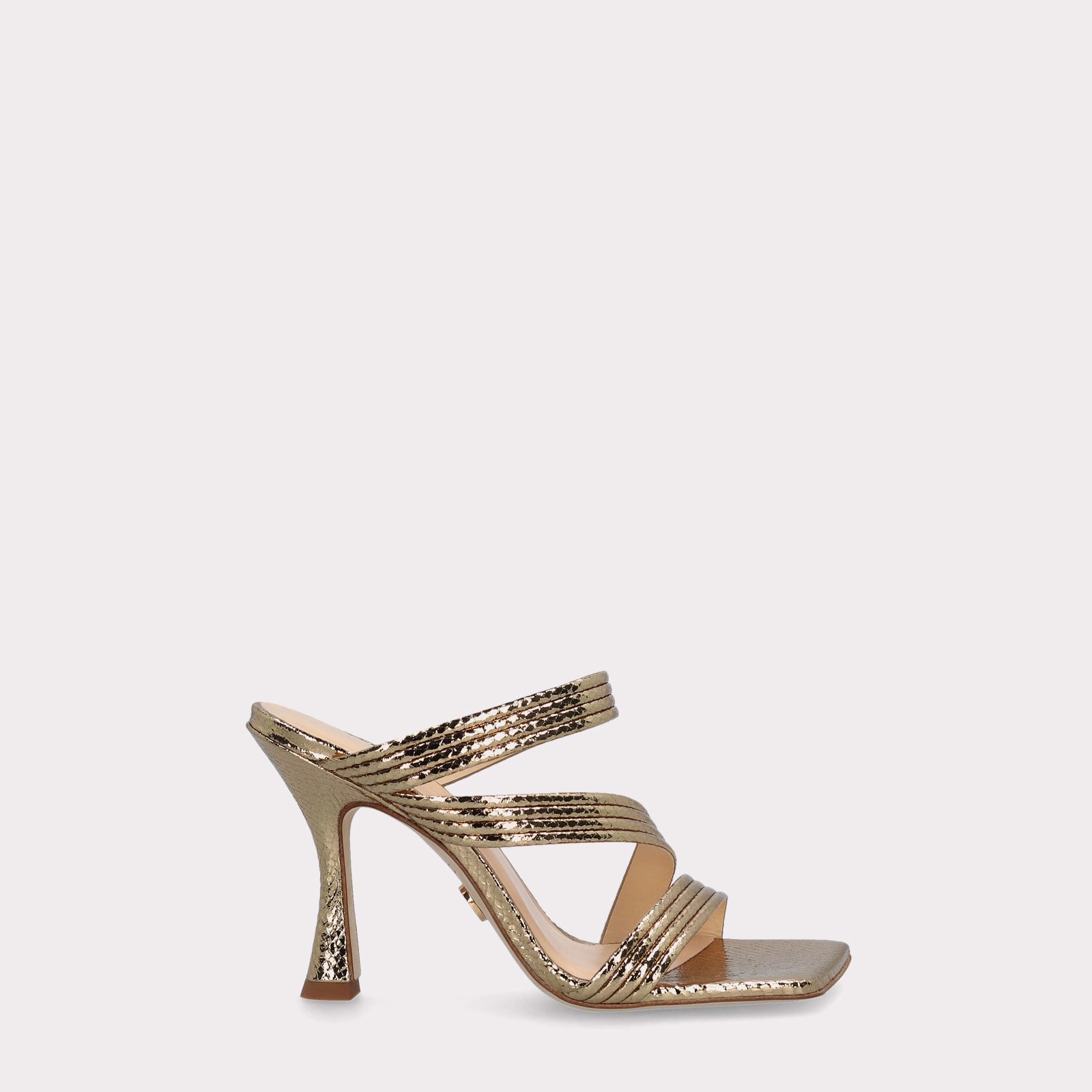 BETTY 13 MINI VIPER MIRROR DARK GOLD LEATHER SANDALS