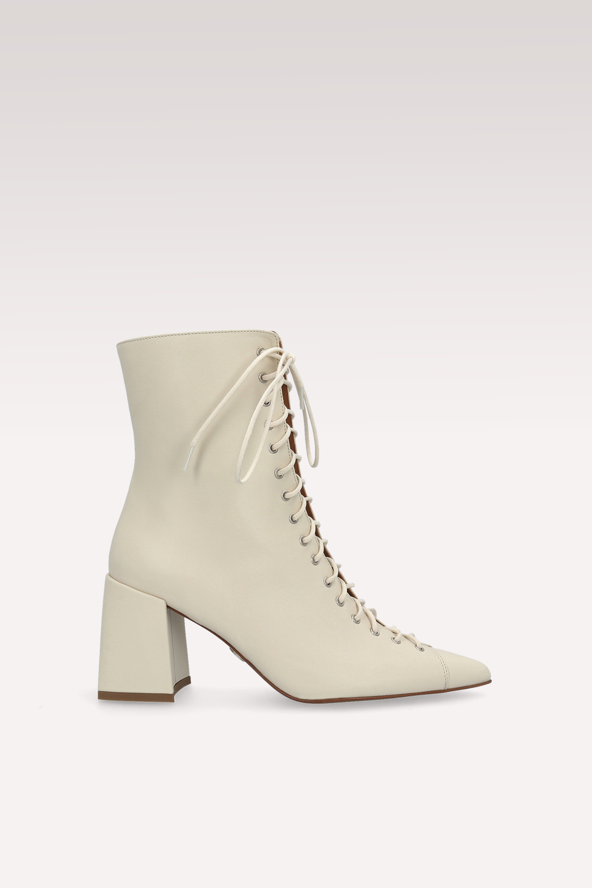 JOLIE 01 IVORY LEATHER ANKLE BOOTS