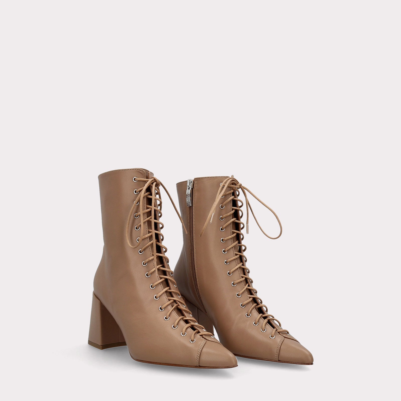 JOLIE 01 NUDE LEATHER ANKLE BOOTS