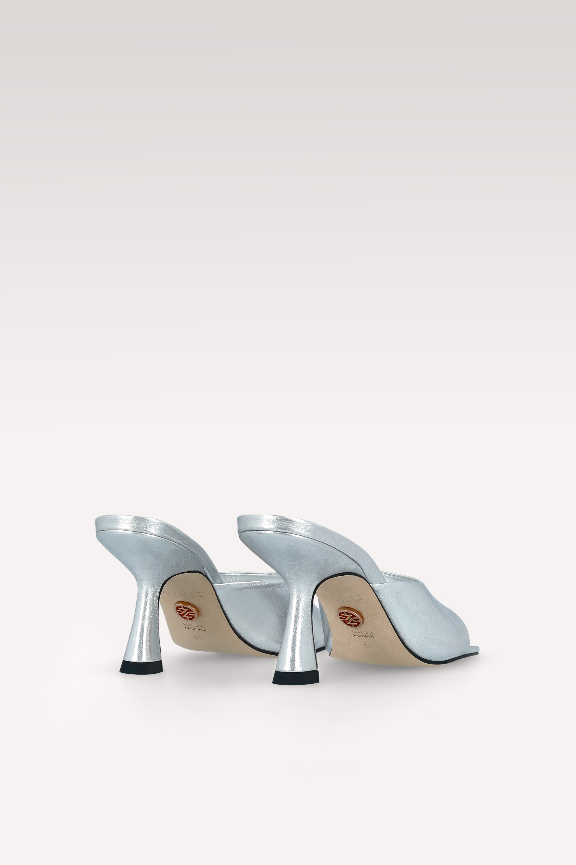 RENY SILVER METALLIC LEATHER MULES