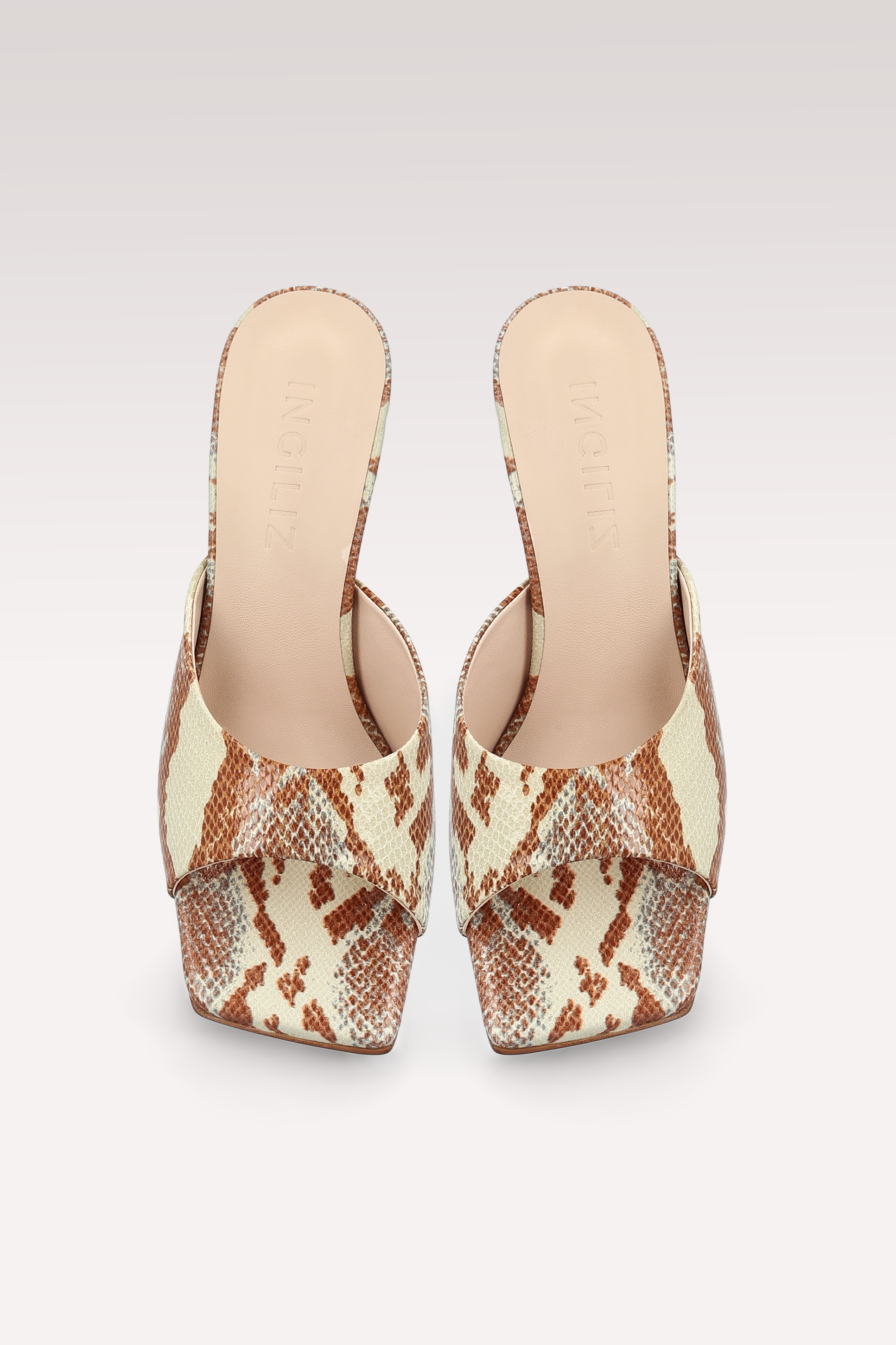 RENY TERRACOTTA PYTHON PRINTED LEATHER MULES