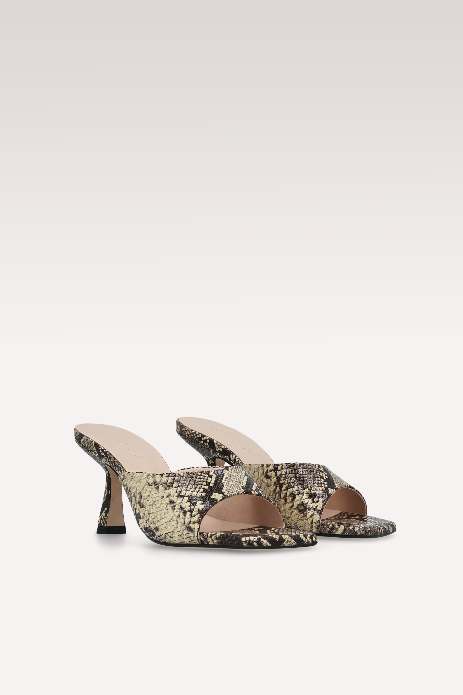 RENY SAND PYTHON PRINTED LEATHER MULES