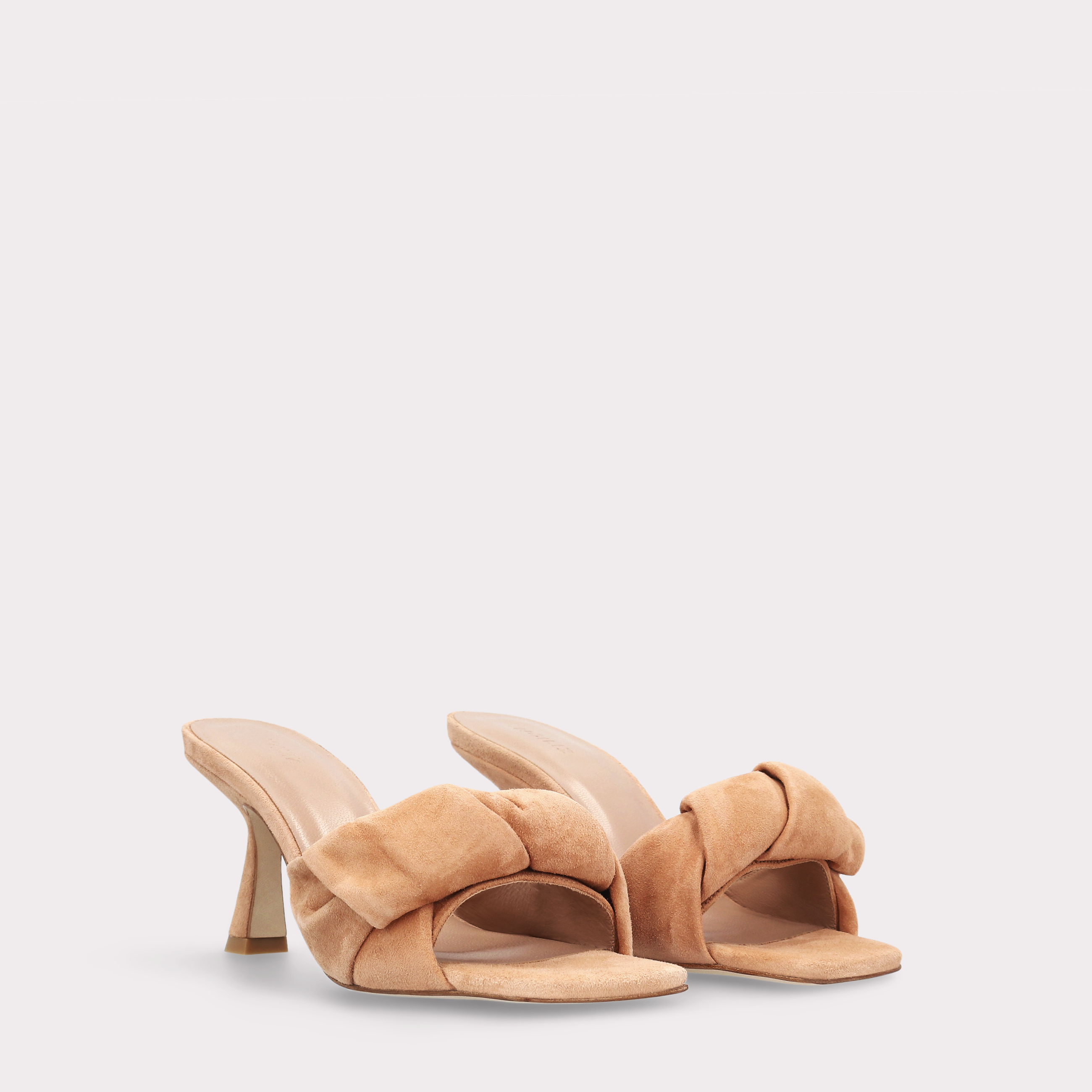 NIA NUDE SUEDE LEATHER MULES