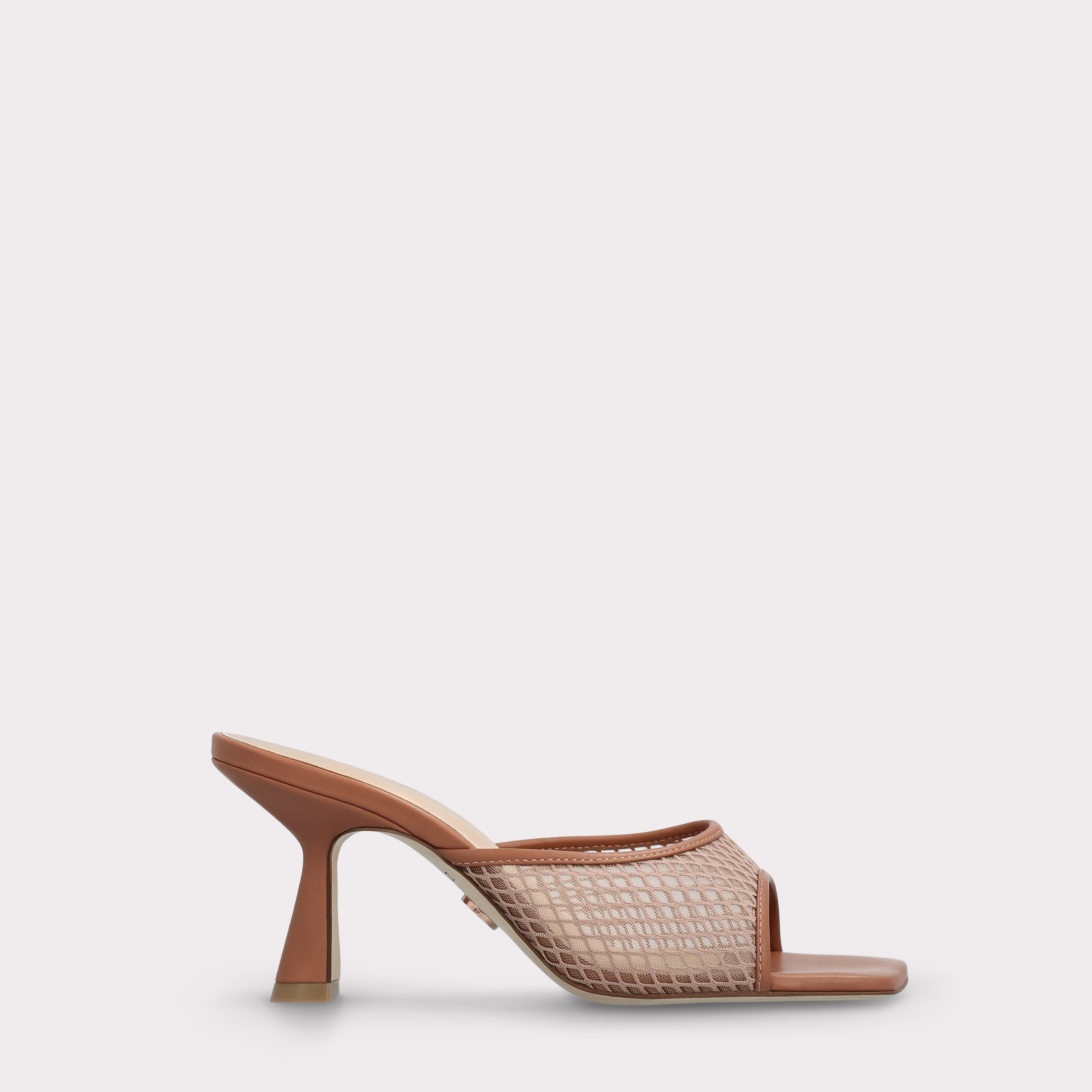 REY BROWN LEATHER AND MESH MULES