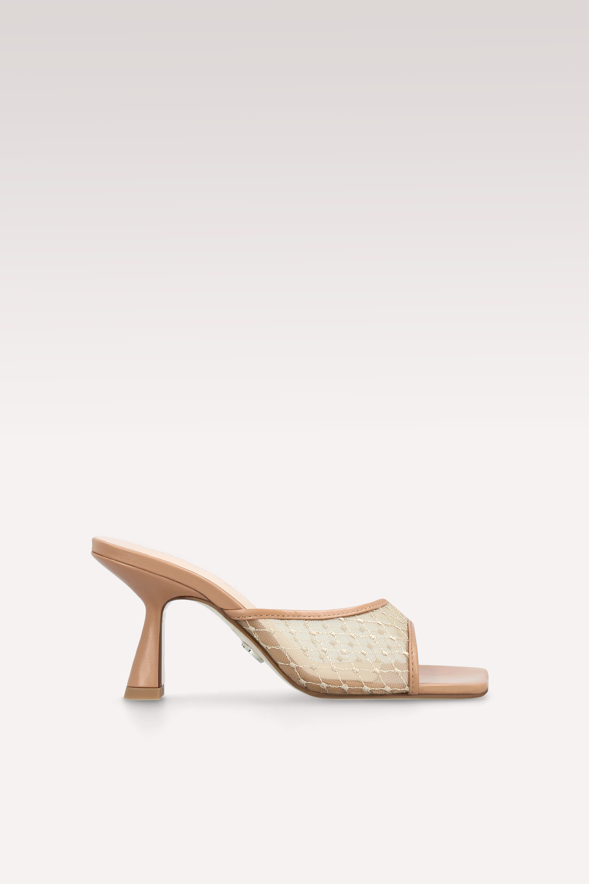 REY NUDE LEATHER AND DIAMOND MESH MULES