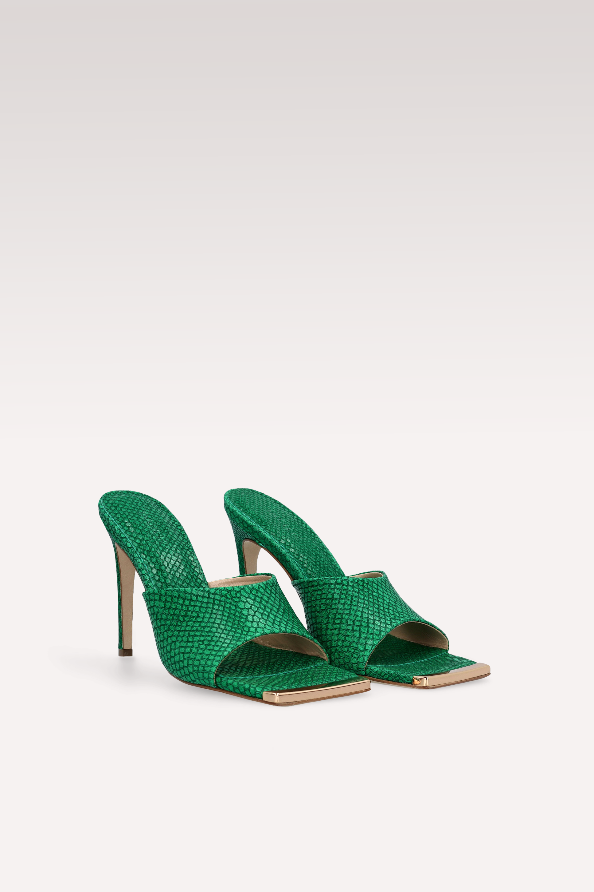 KALINA 05 GREEN LIZZARD EMBOSSED LEATHER MULES
