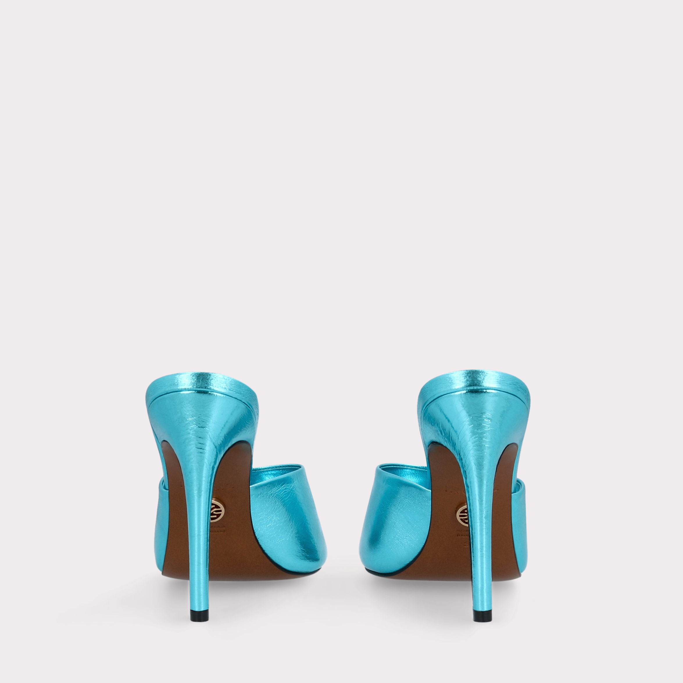 KALINA AQUAMARINE METALLIC LEATHER MULES