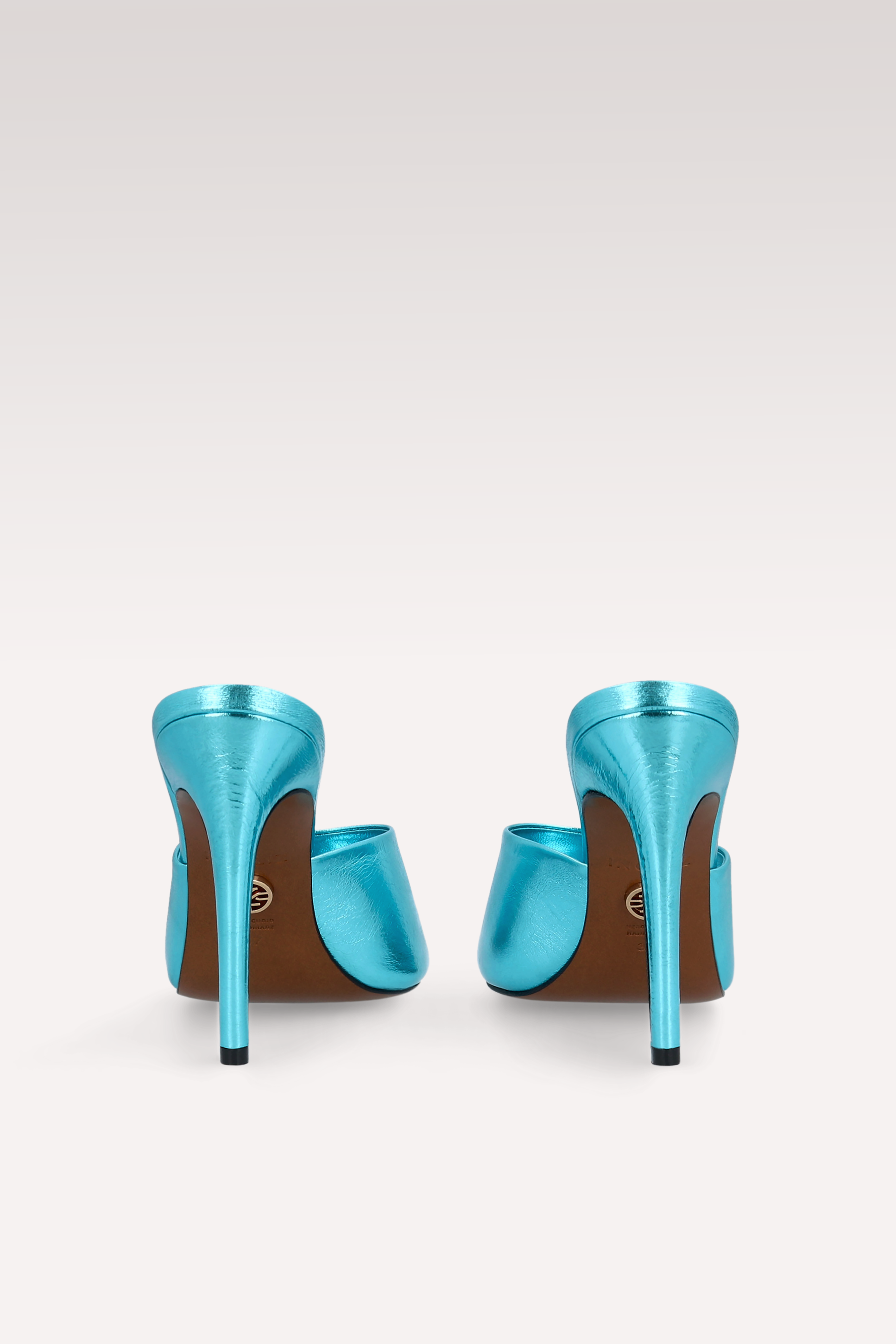 MULES KALINA IN PELLE METALLIZZATA ACQUAMARINA