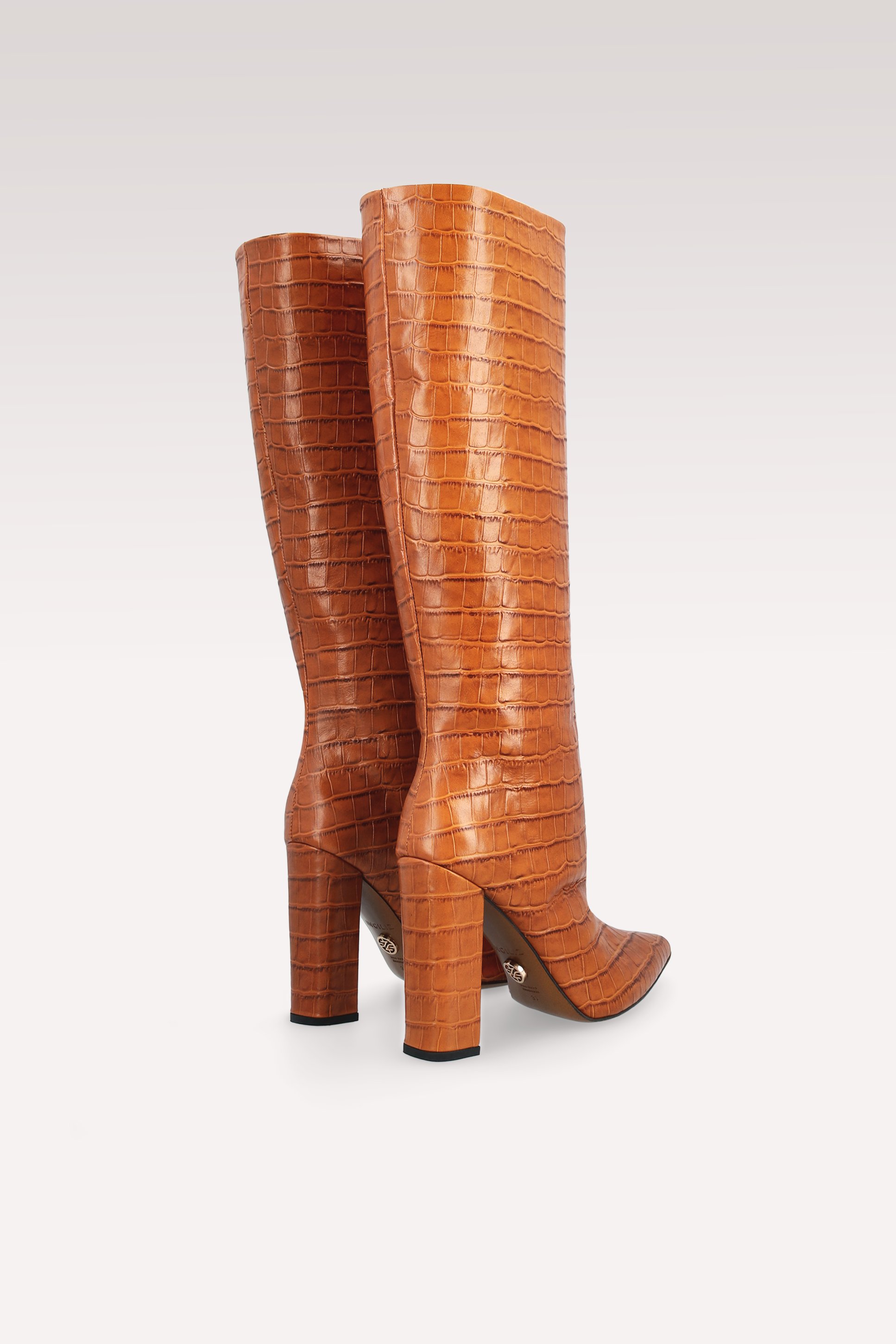 LILYANA HAZELNUT EMBOSSED LEATHER BOOTS