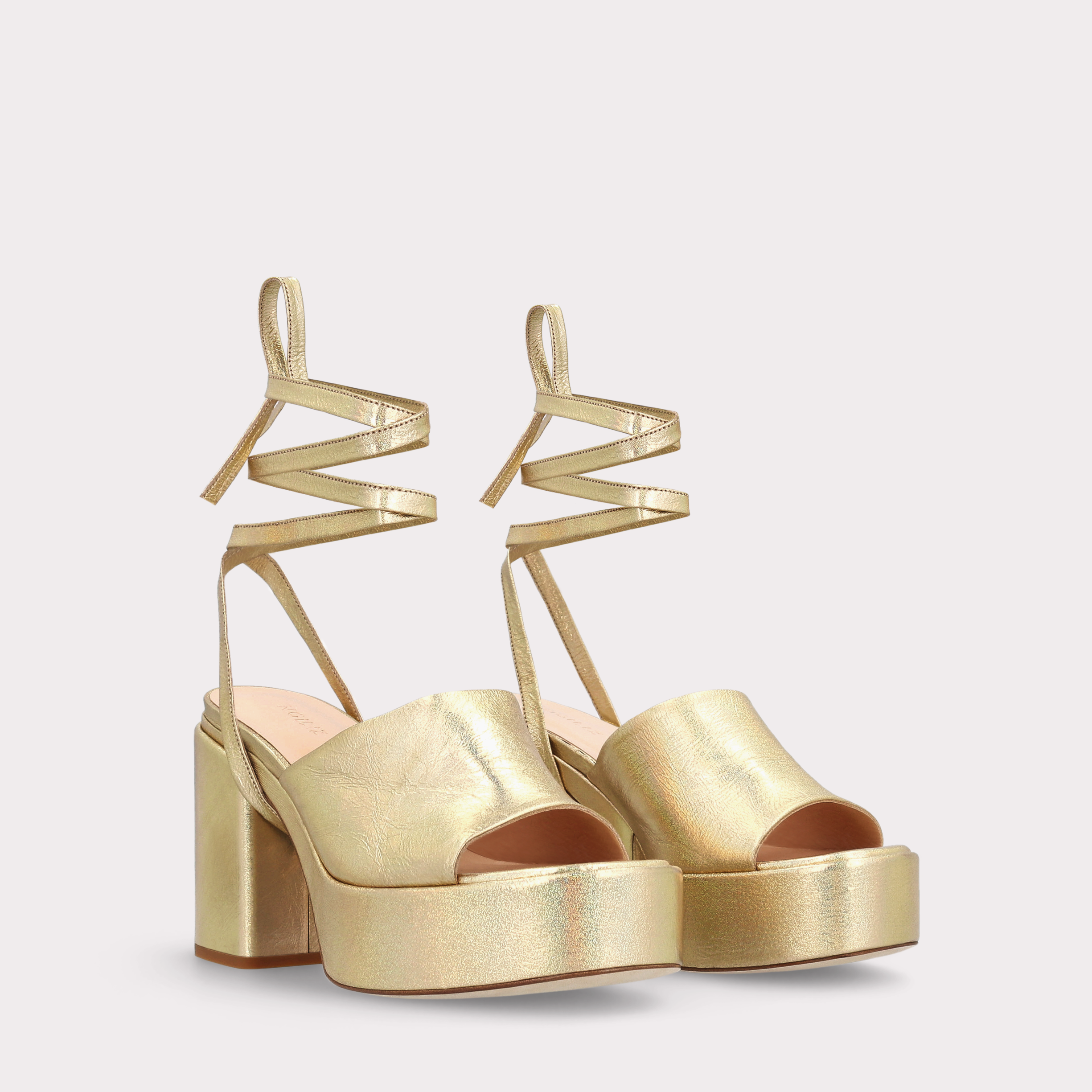 AKAADA 02 GOLD CRUSHED PATENT LEATHER SANDALS