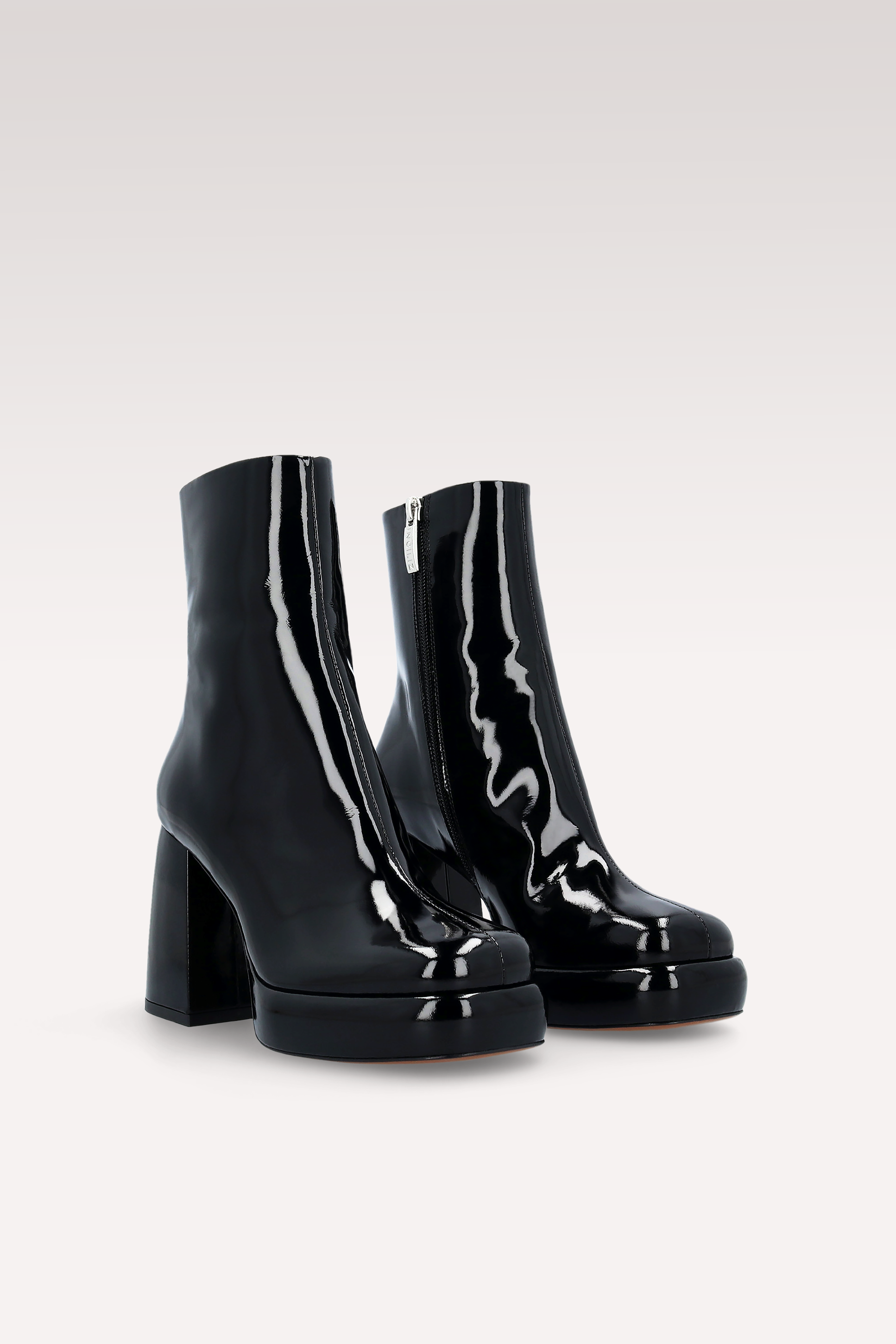 TONNY 01 BLACK PATENT LEATHER PLATFORM ANKLE BOOTS