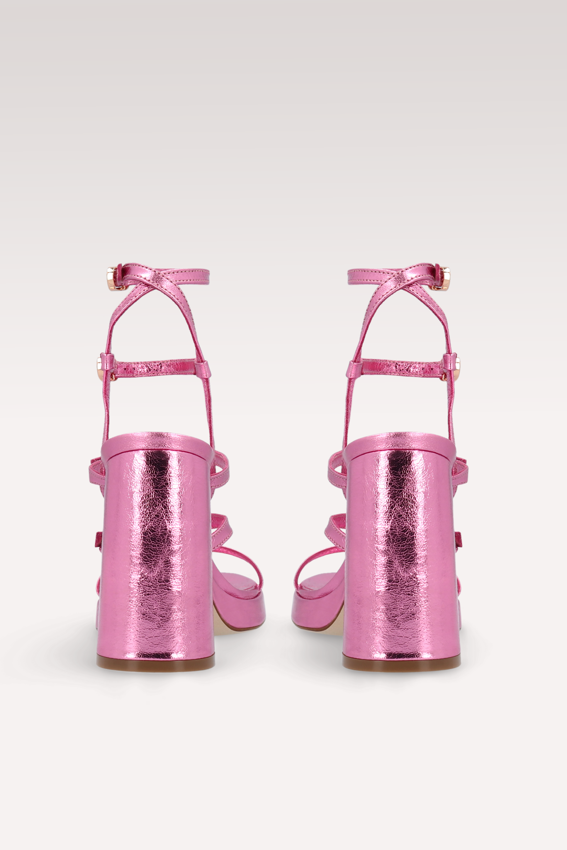 SANDALI CON PLATEAU IN PELLE METALLIZZATA RITA ROSA