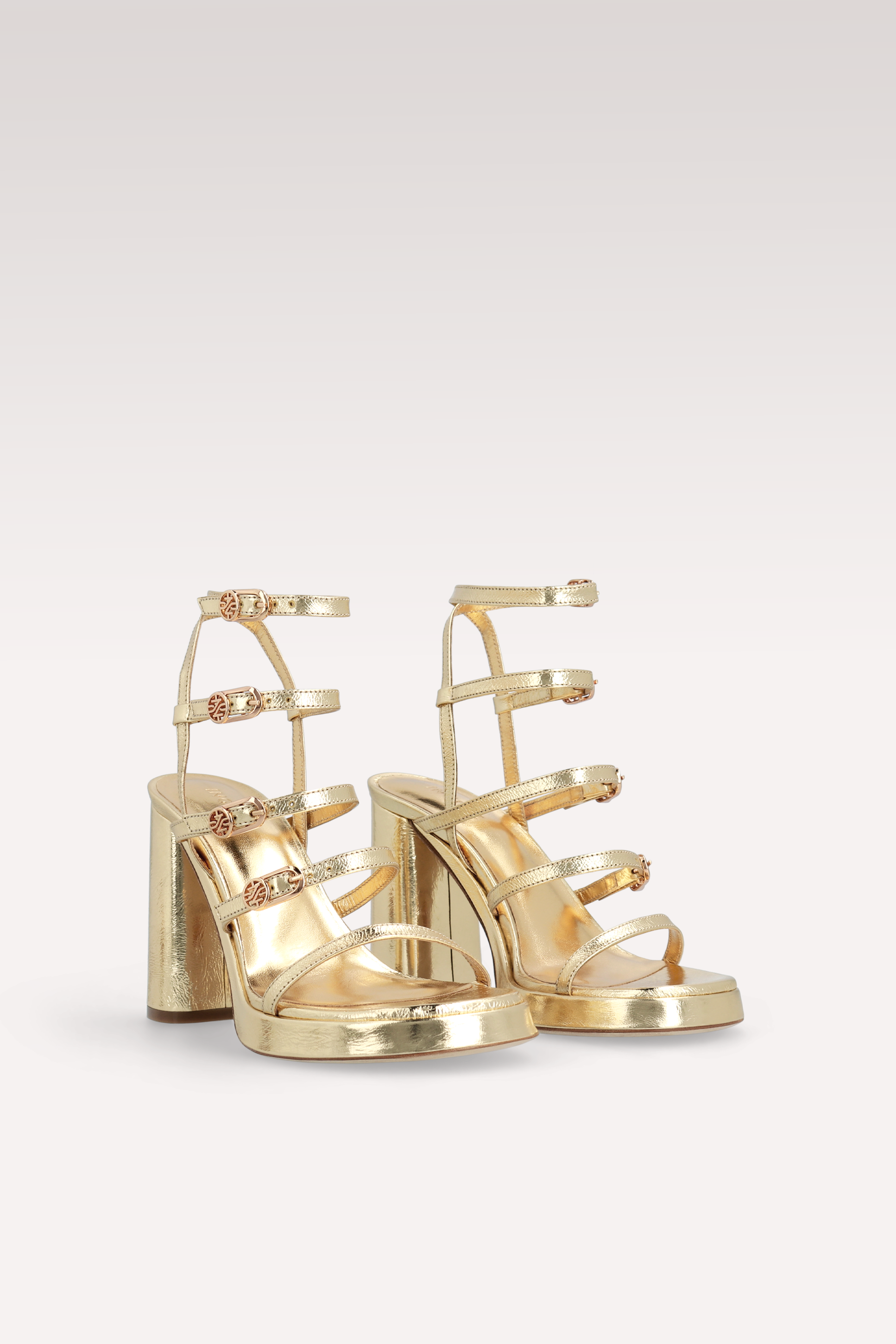 RITA GOLD METALLIC LEATHER PLATFORM SANDALS