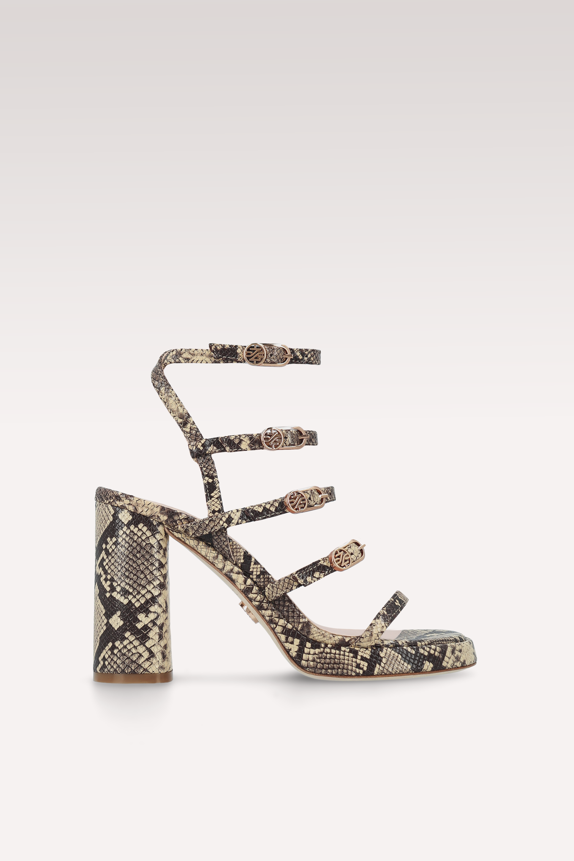 RITA SAND PYTHON PRINTED LEATHER SANDALS