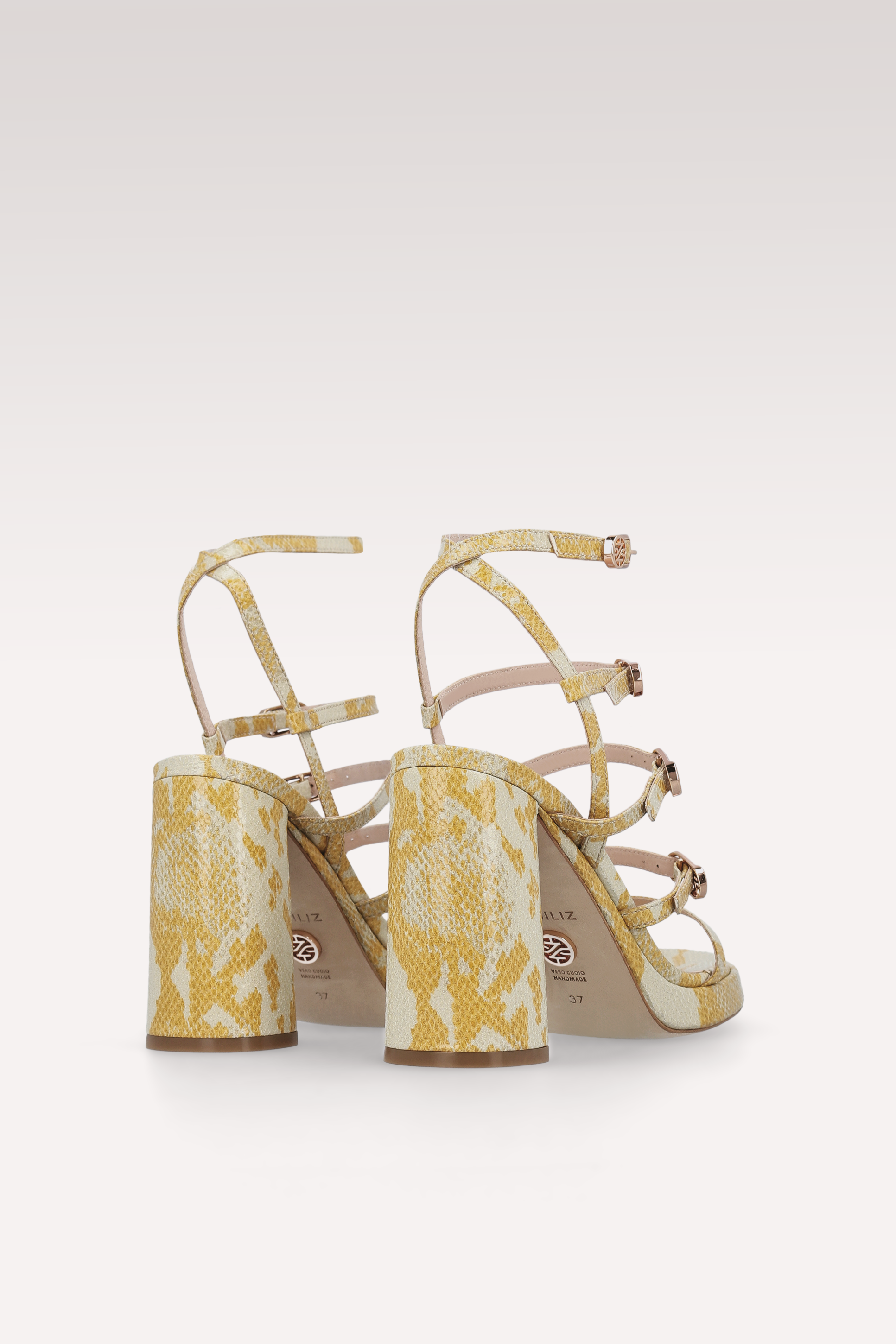 RITA YELLOW PRINT LEATHER PLATFORM SANDALS