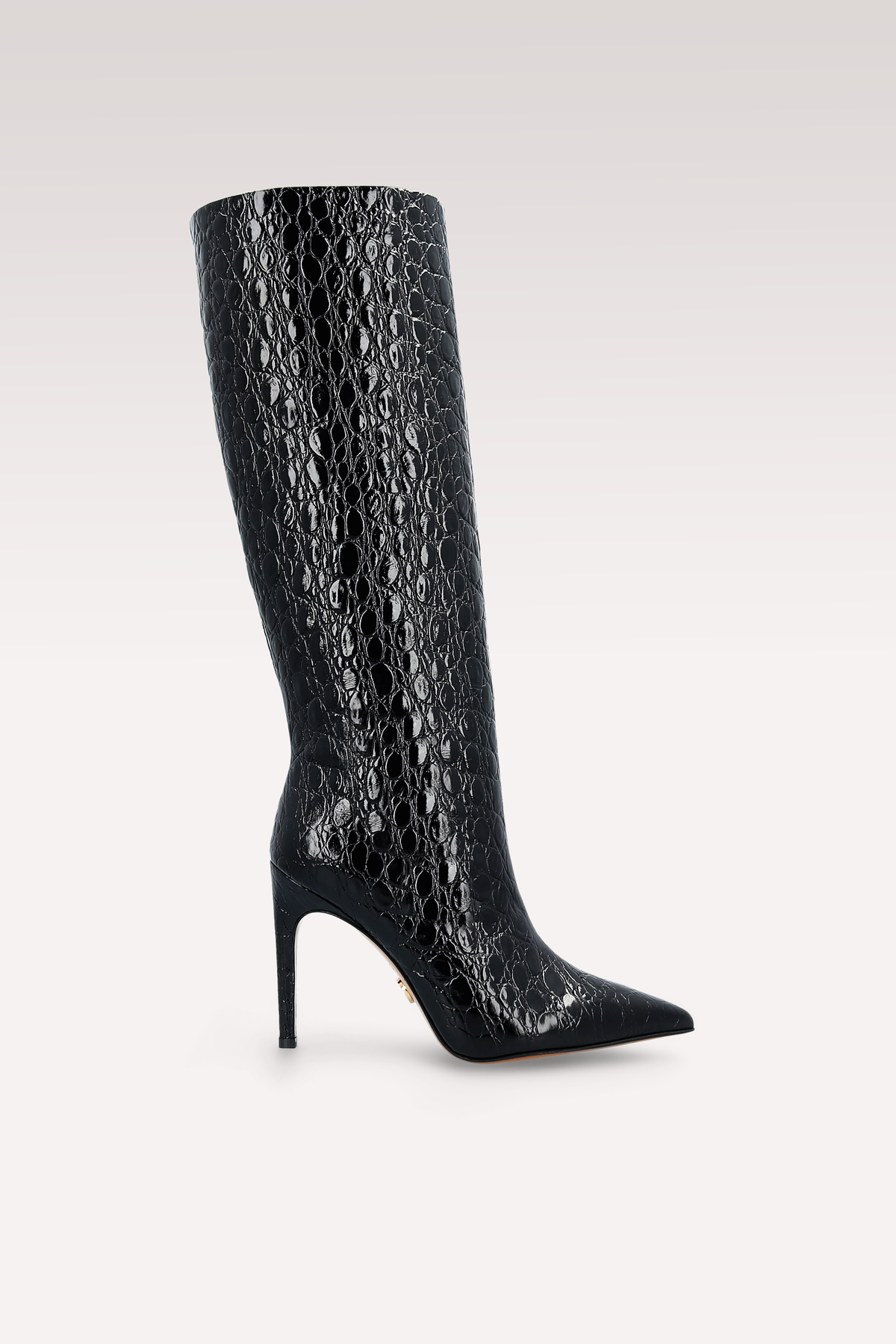 ANASTASIA 02 BLACK CROCO EMBOSSED LEATHER BOOTS