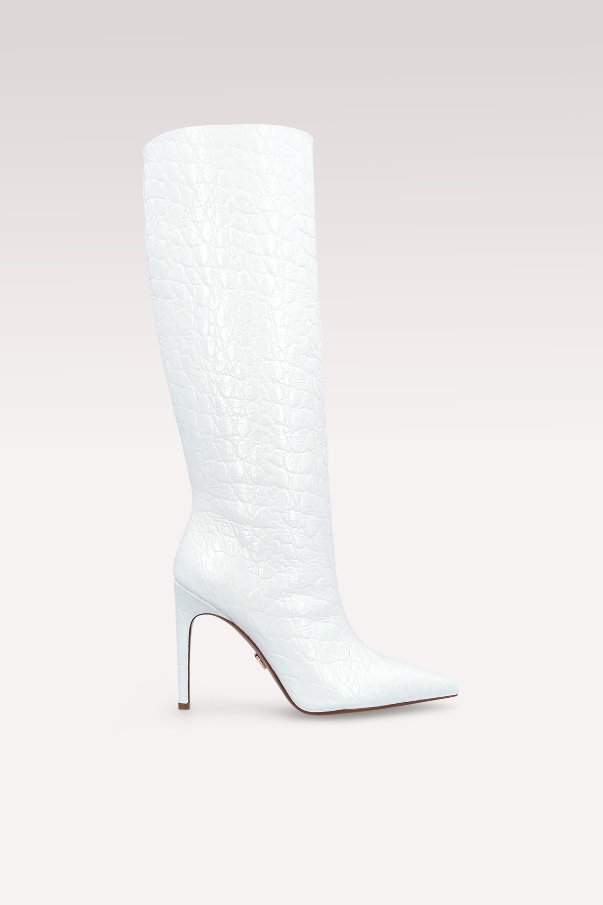 ANASTASIA 02 WHITE CROCO EMBOSSED LEATHER BOOTS