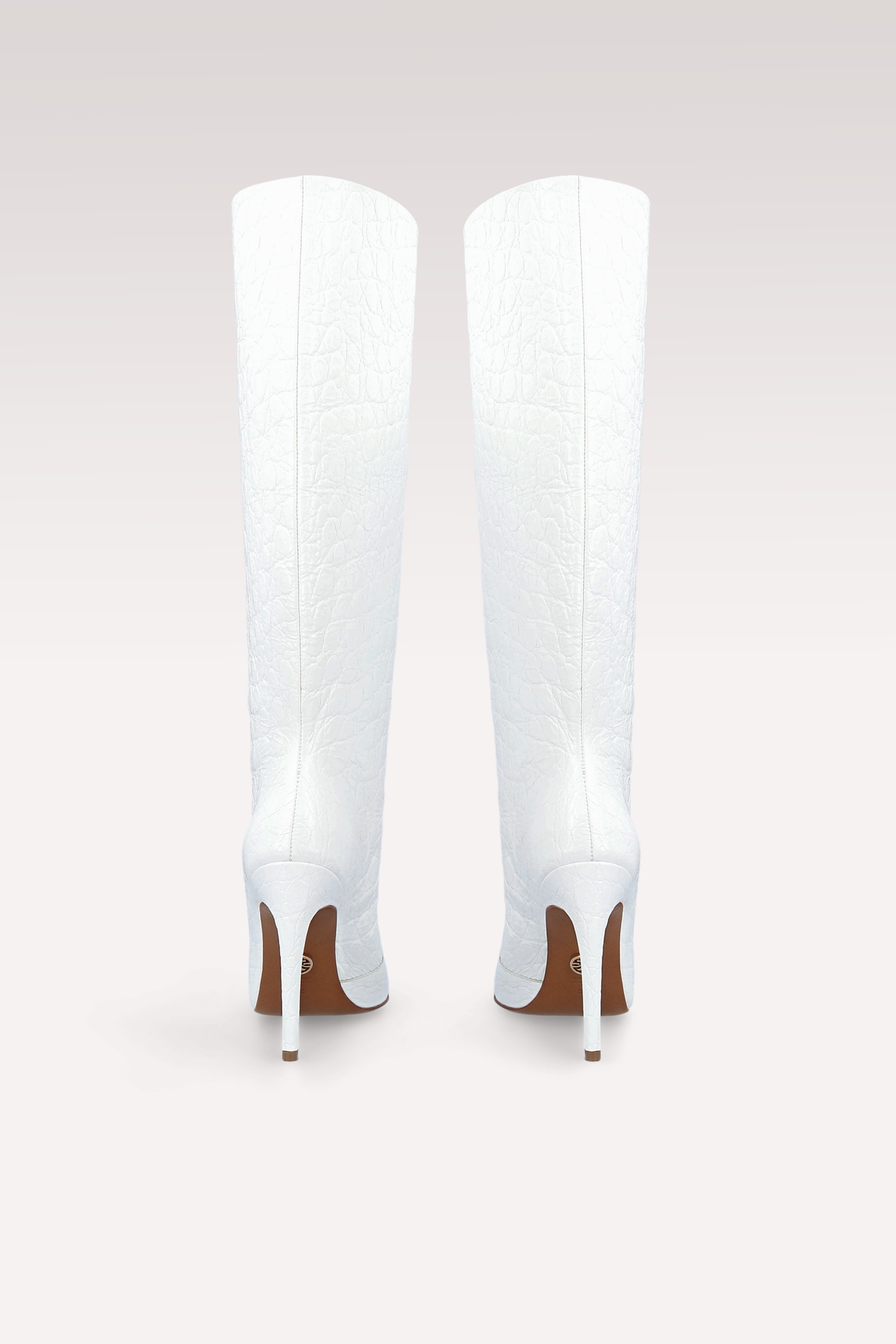 ANASTASIA 02 WHITE CROCO EMBOSSED LEATHER BOOTS