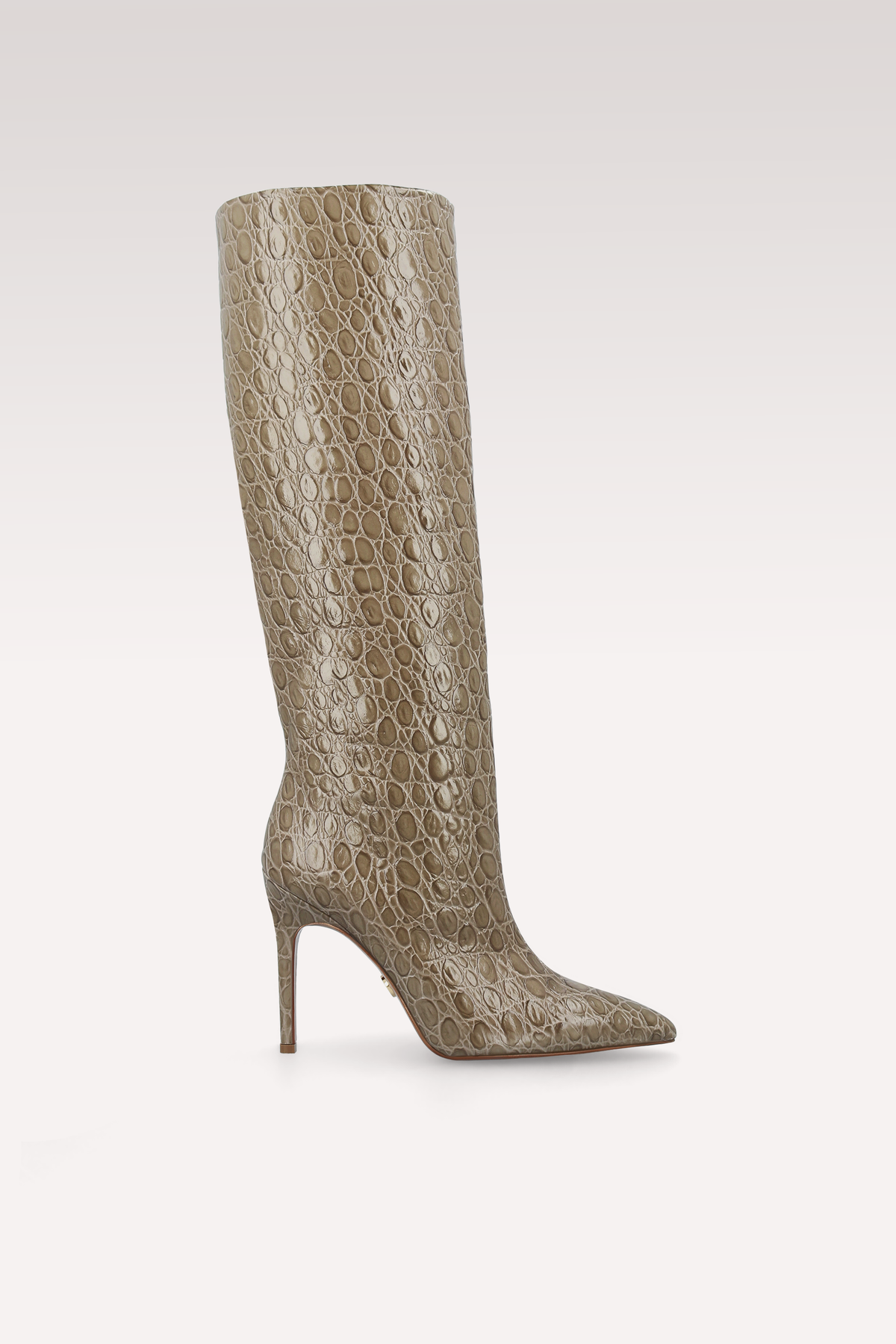 ANASTASIA 02 BROWN CROCO EMBOSSED LEATHER BOOTS