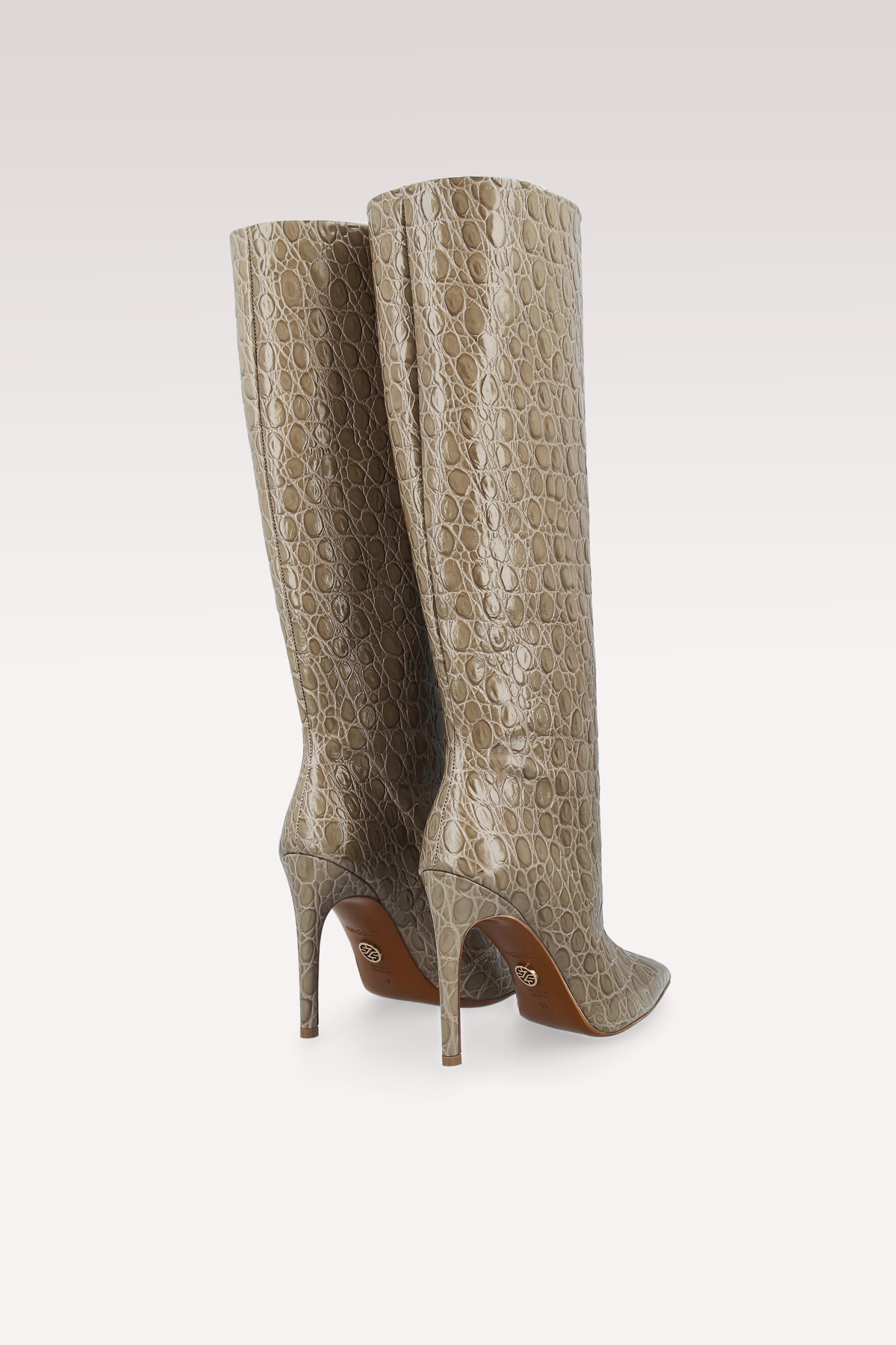 ANASTASIA 02 BROWN CROCO EMBOSSED LEATHER BOOTS