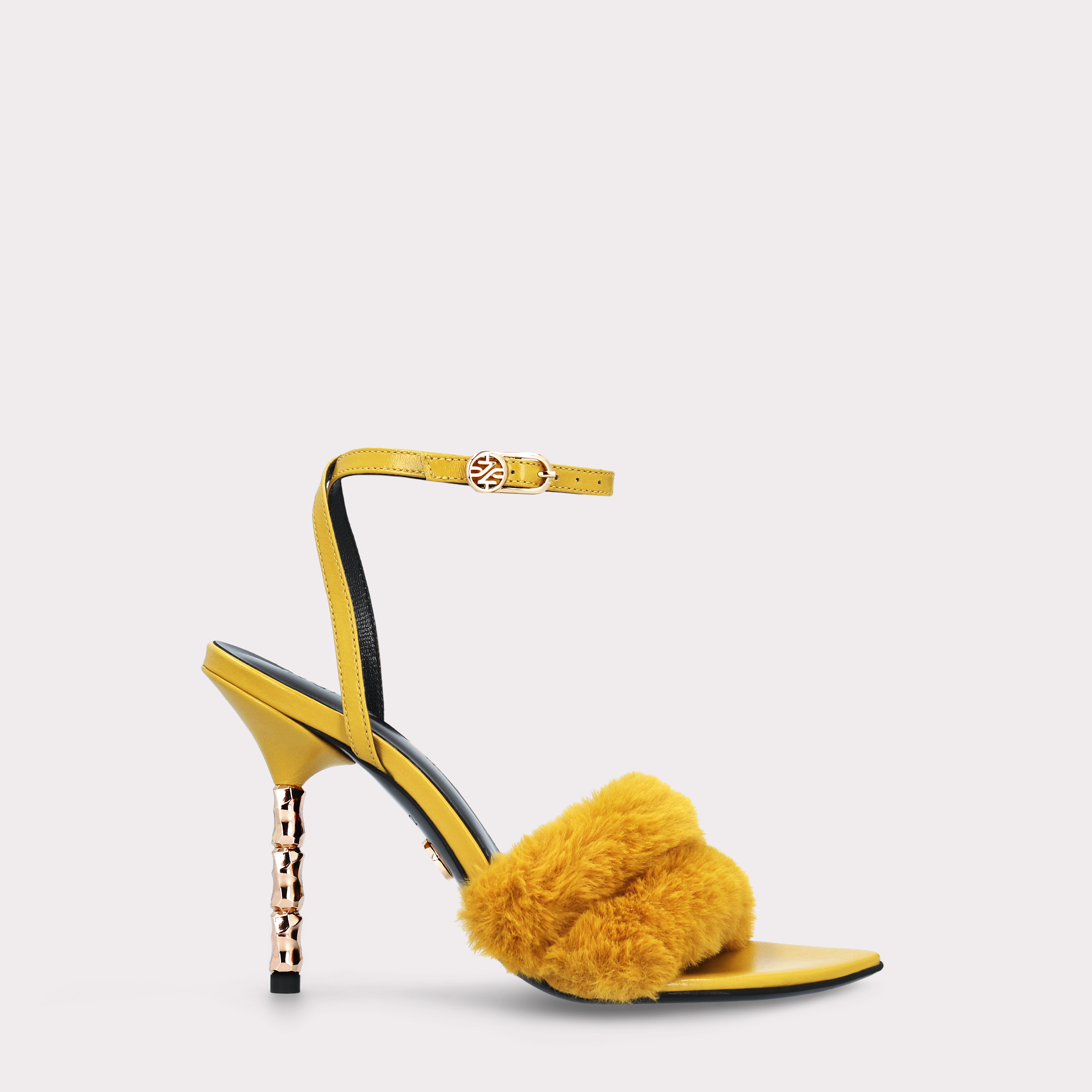 ADA 03 YELLOW SMOOTH LEATHER AND YELLOW FUR SANDALS
