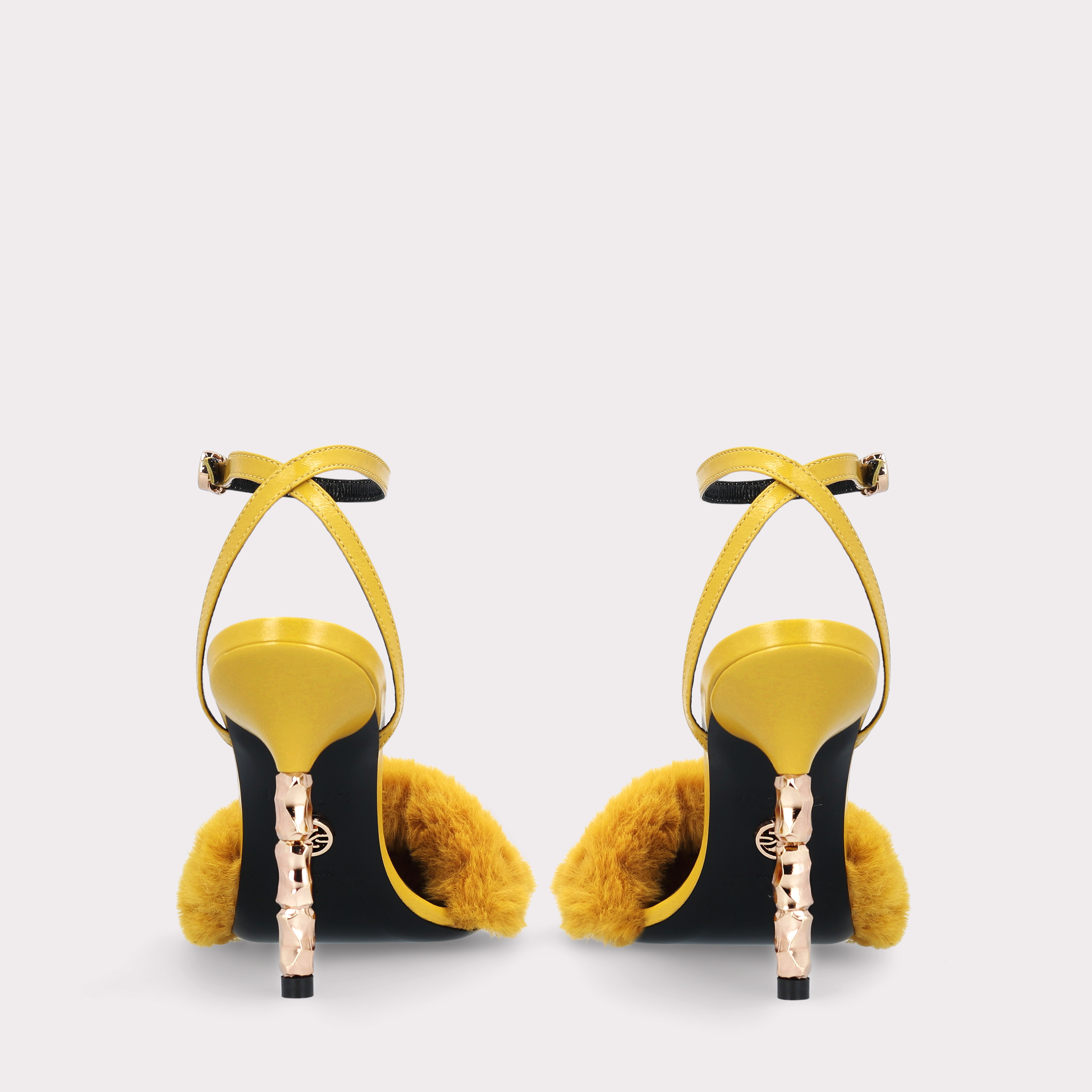 ADA 03 YELLOW SMOOTH LEATHER AND YELLOW FUR SANDALS