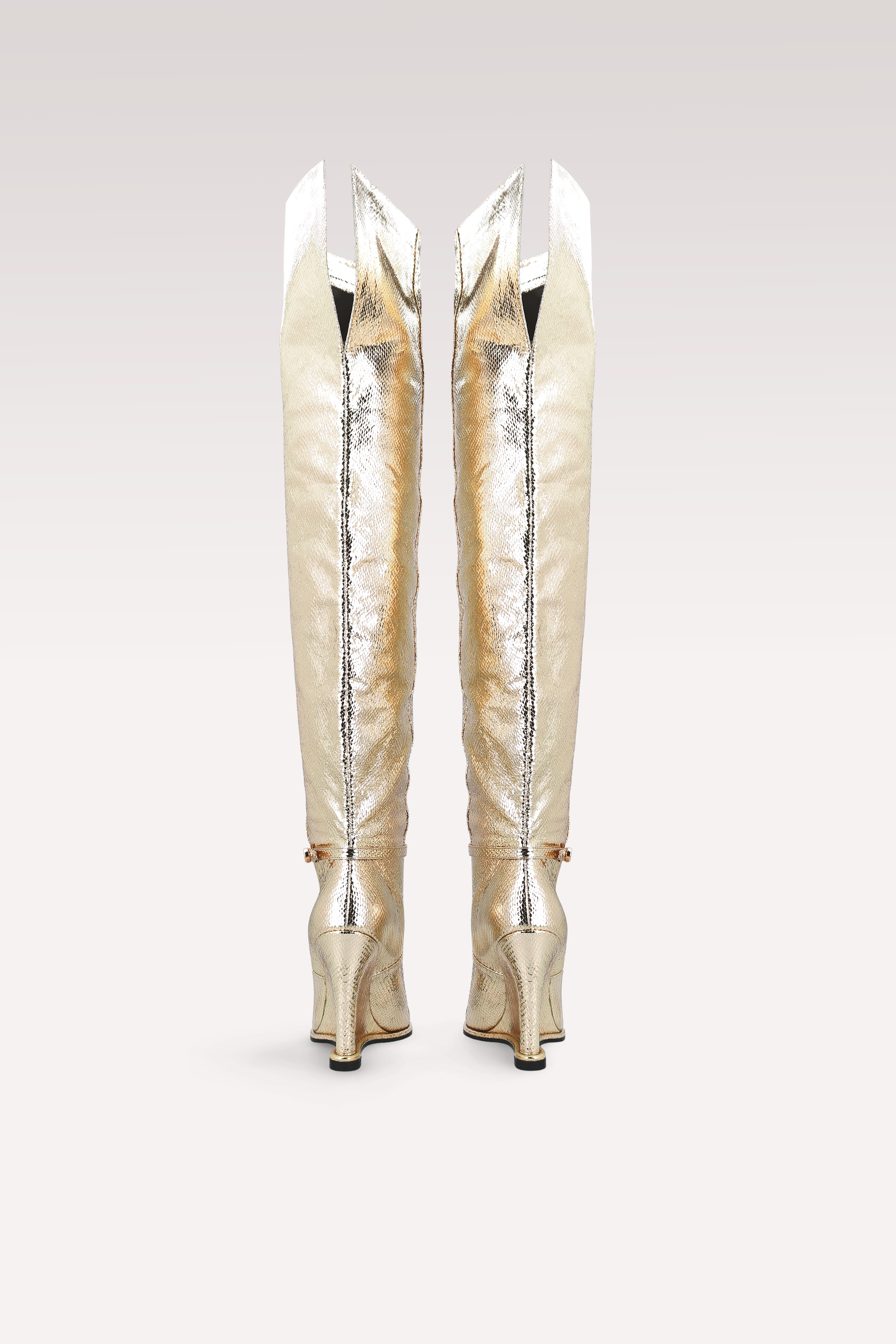 MONA LISA 02 PLATINUM MINI VIPER MIRROR EMBOSSED LEATHER BOOTS