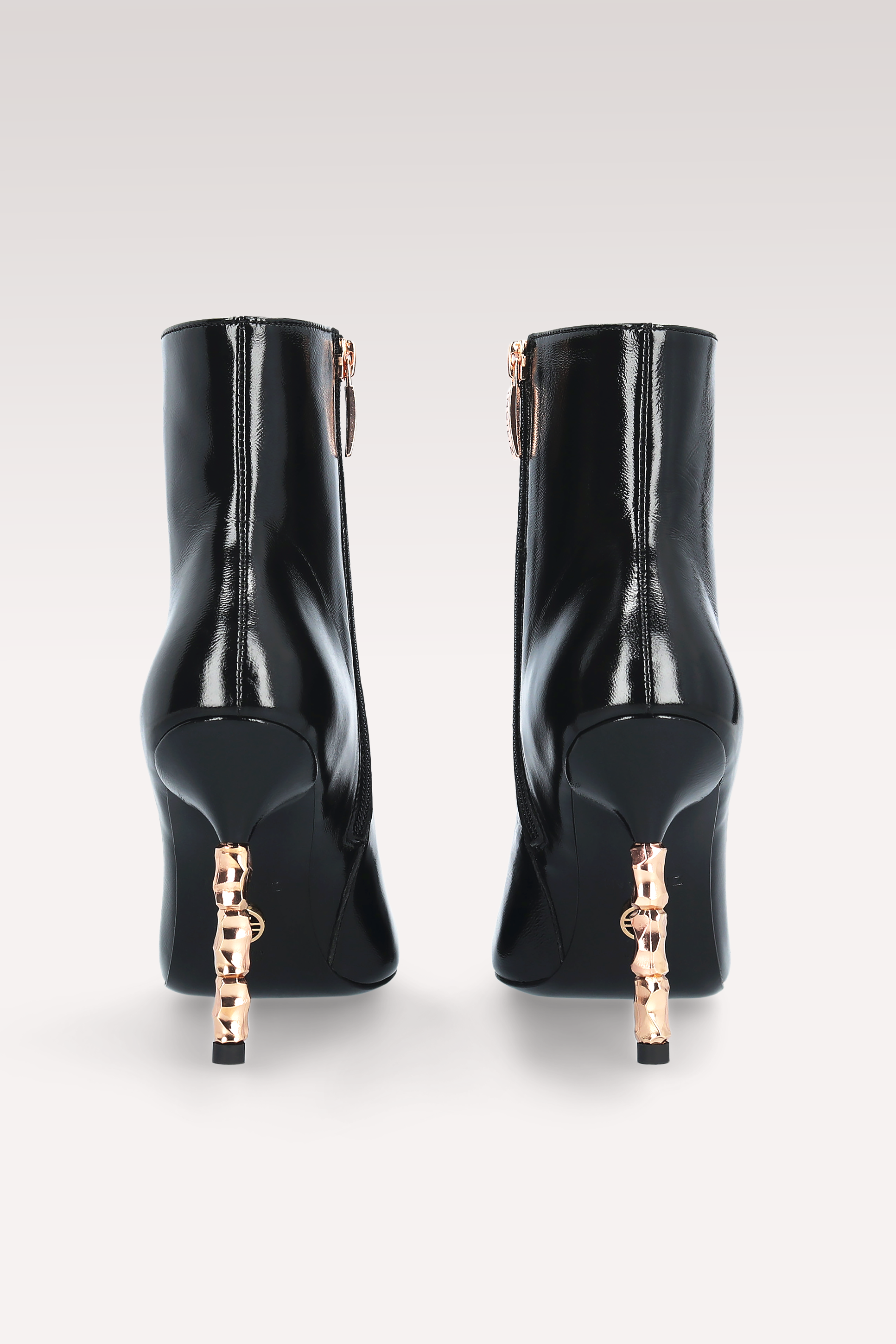 ASTRID ZIP 01  BLACK GLOSS LEATHER ANKLE BOOTS