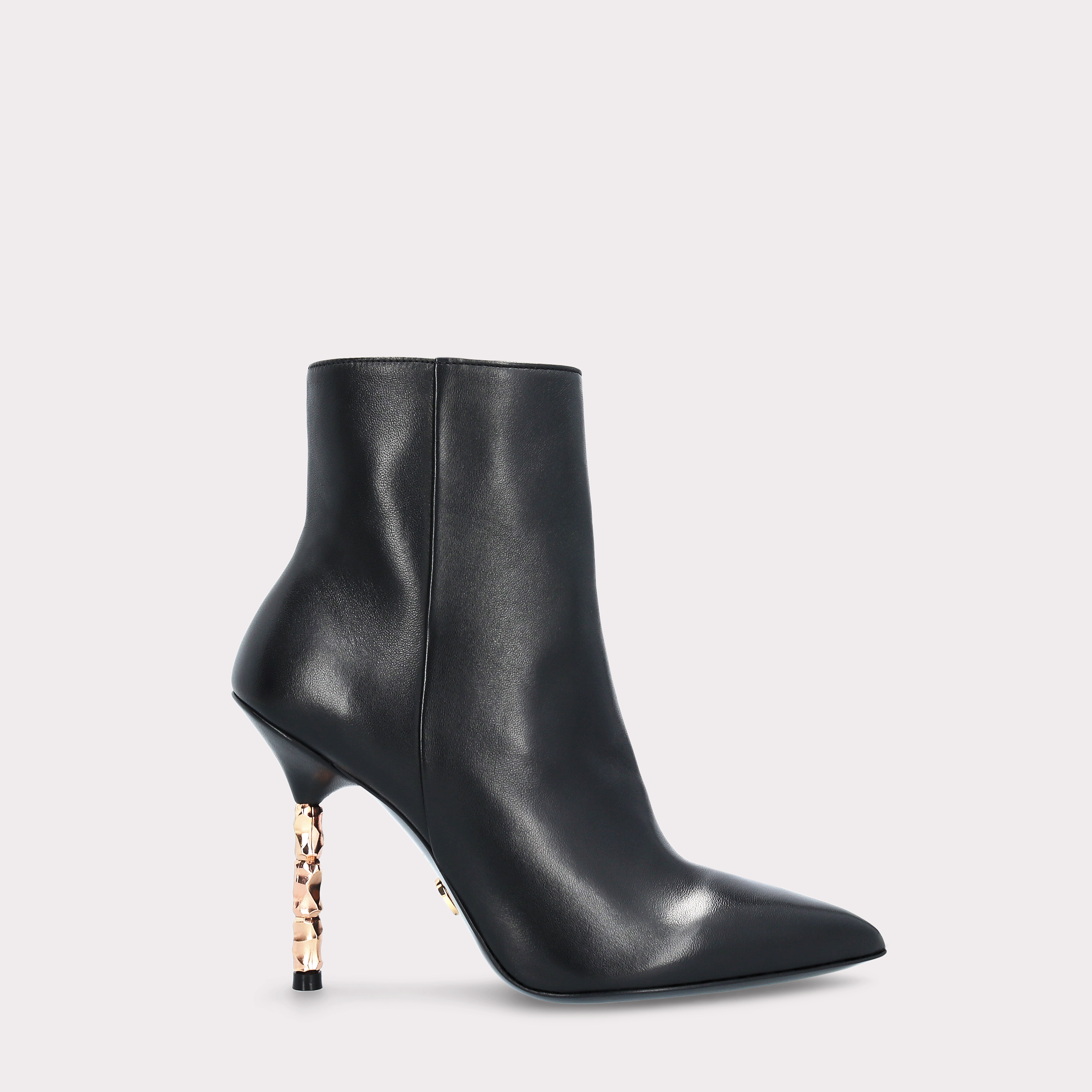 ASTRID ZIP BLACK SMOOTH LEATHER ANKLE BOOTS