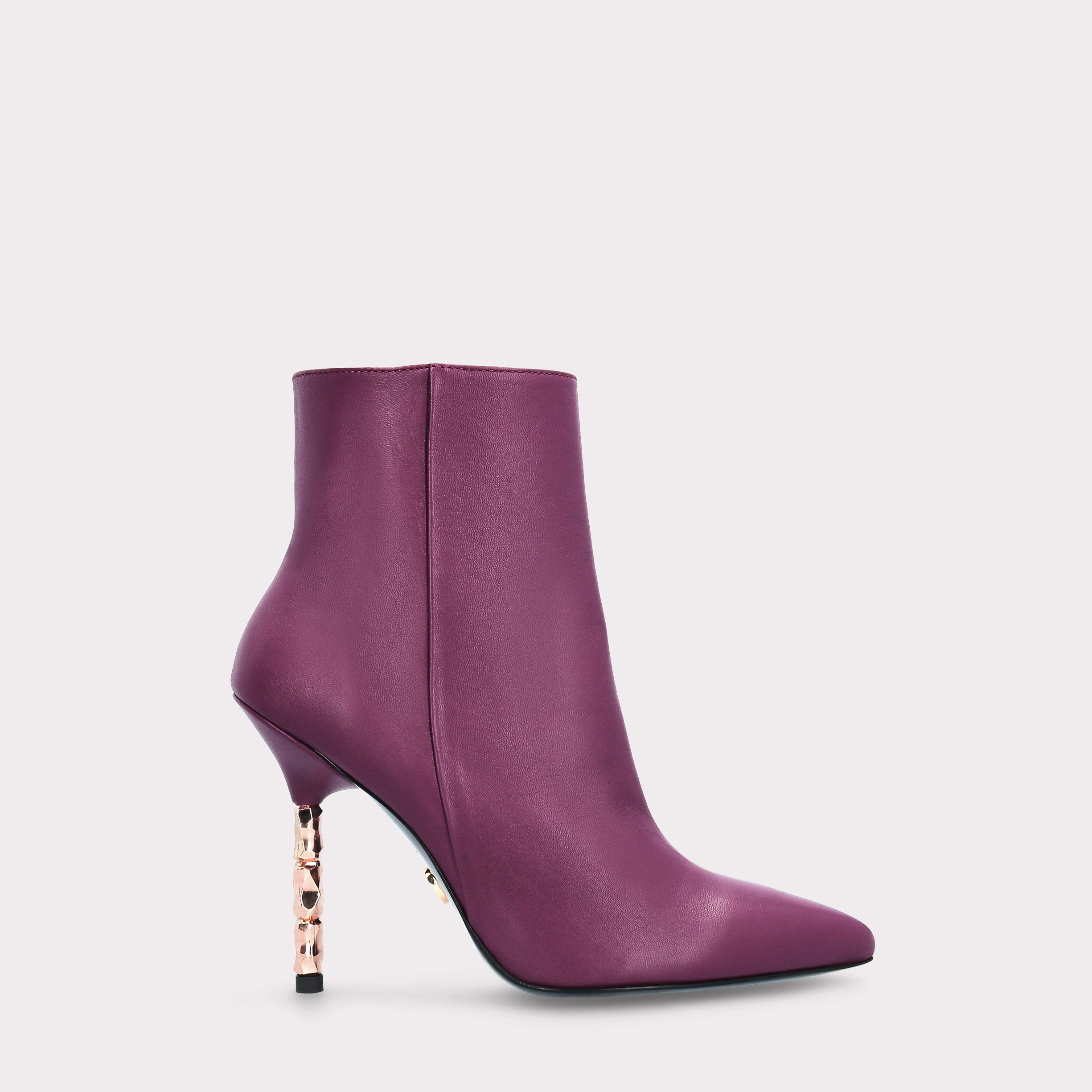 ASTRID ZIP PURPLE SMOOTH LEATHER ANKLE BOOTS