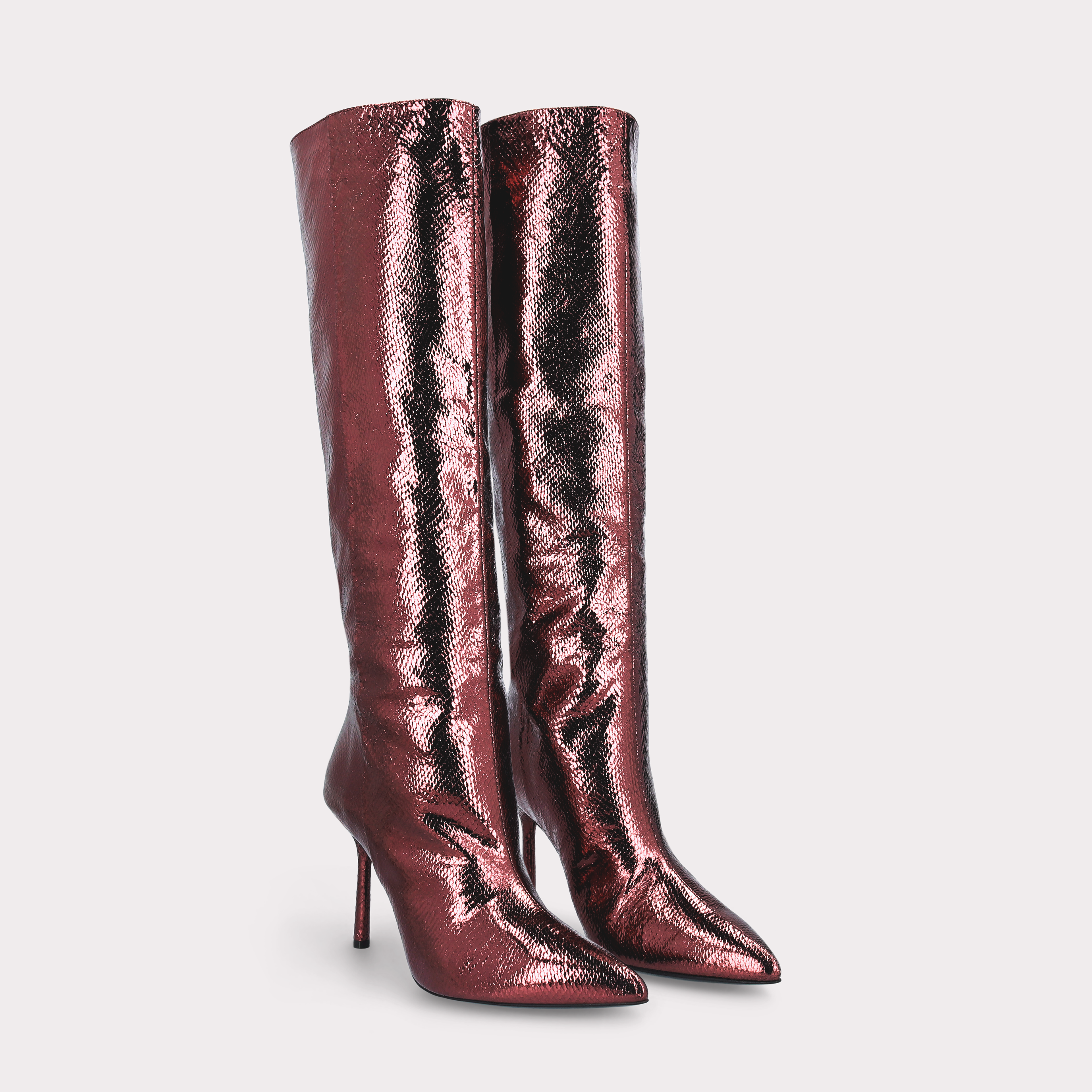 ABA TUBO 01 WINE MINI VIPER EMBOSSED LEATHER BOOTS