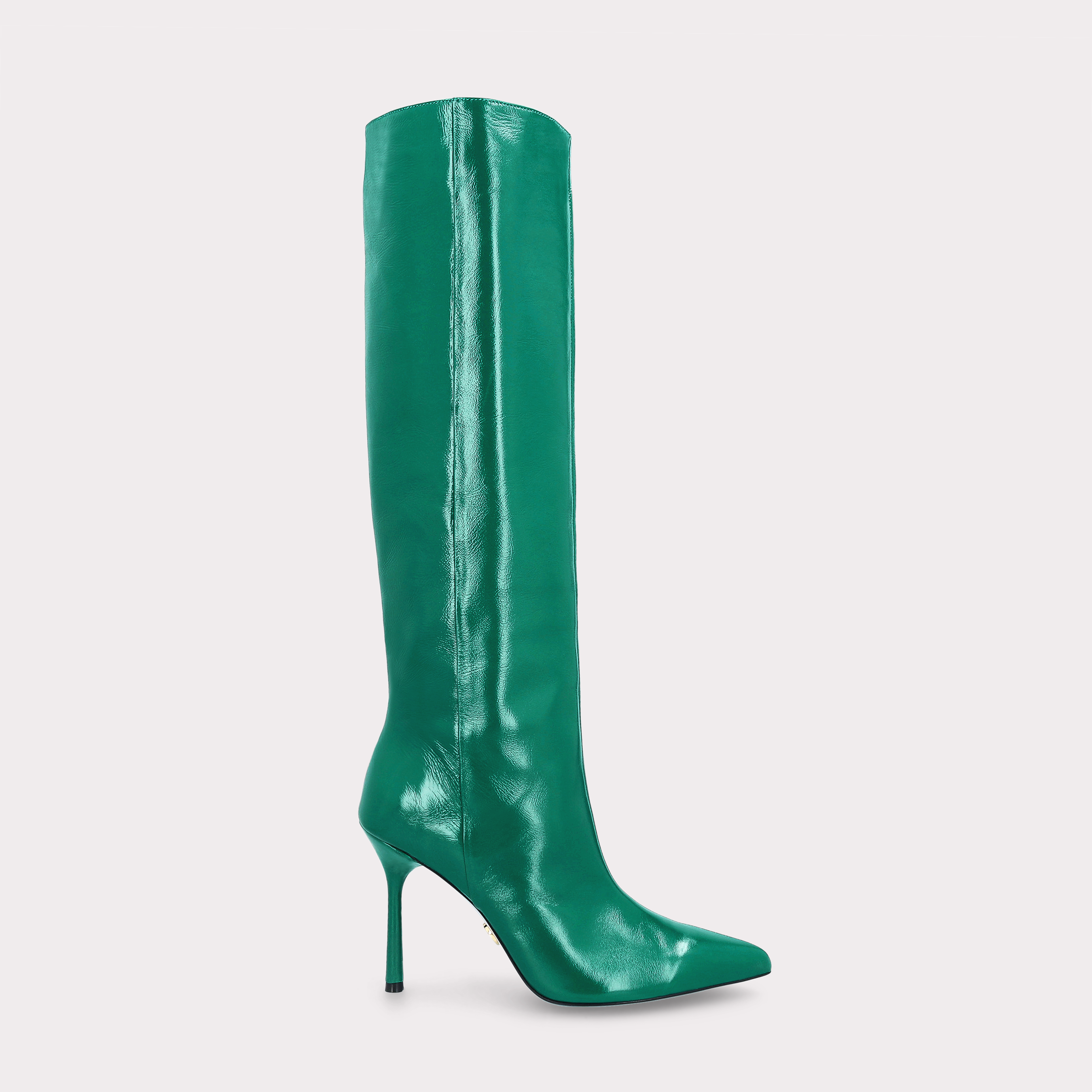 ABA TUBO GREEN CRUSHED PATENT LEATHER BOOTS