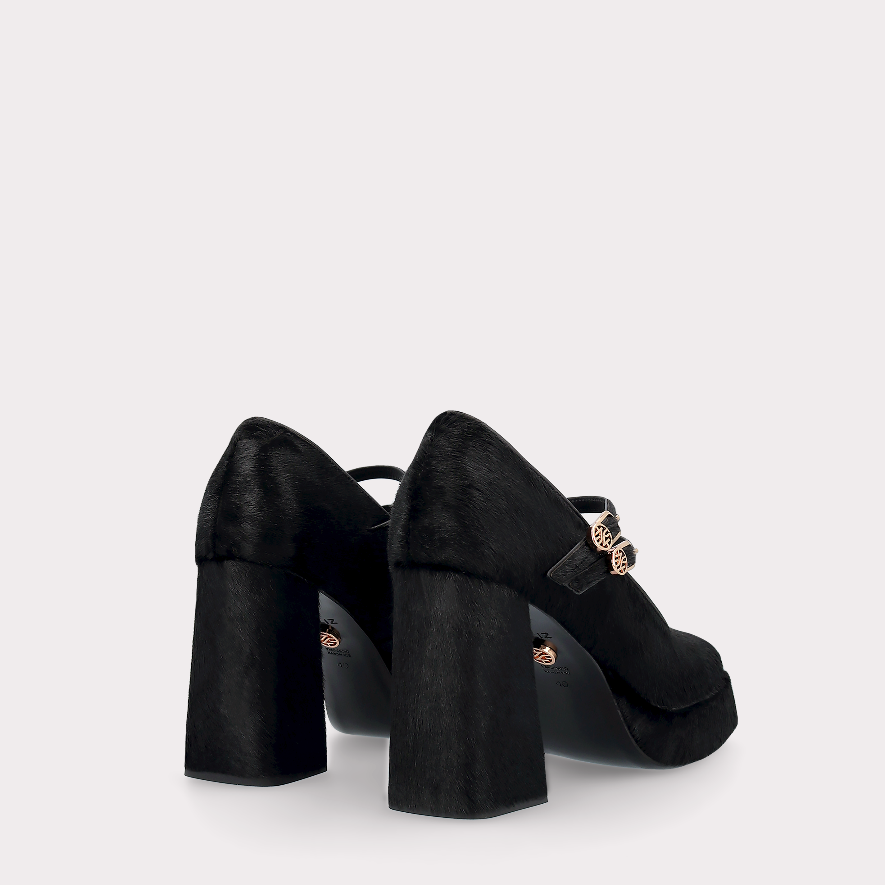CINDY BEBE 01 BLACK CALF HAIR PUMPS