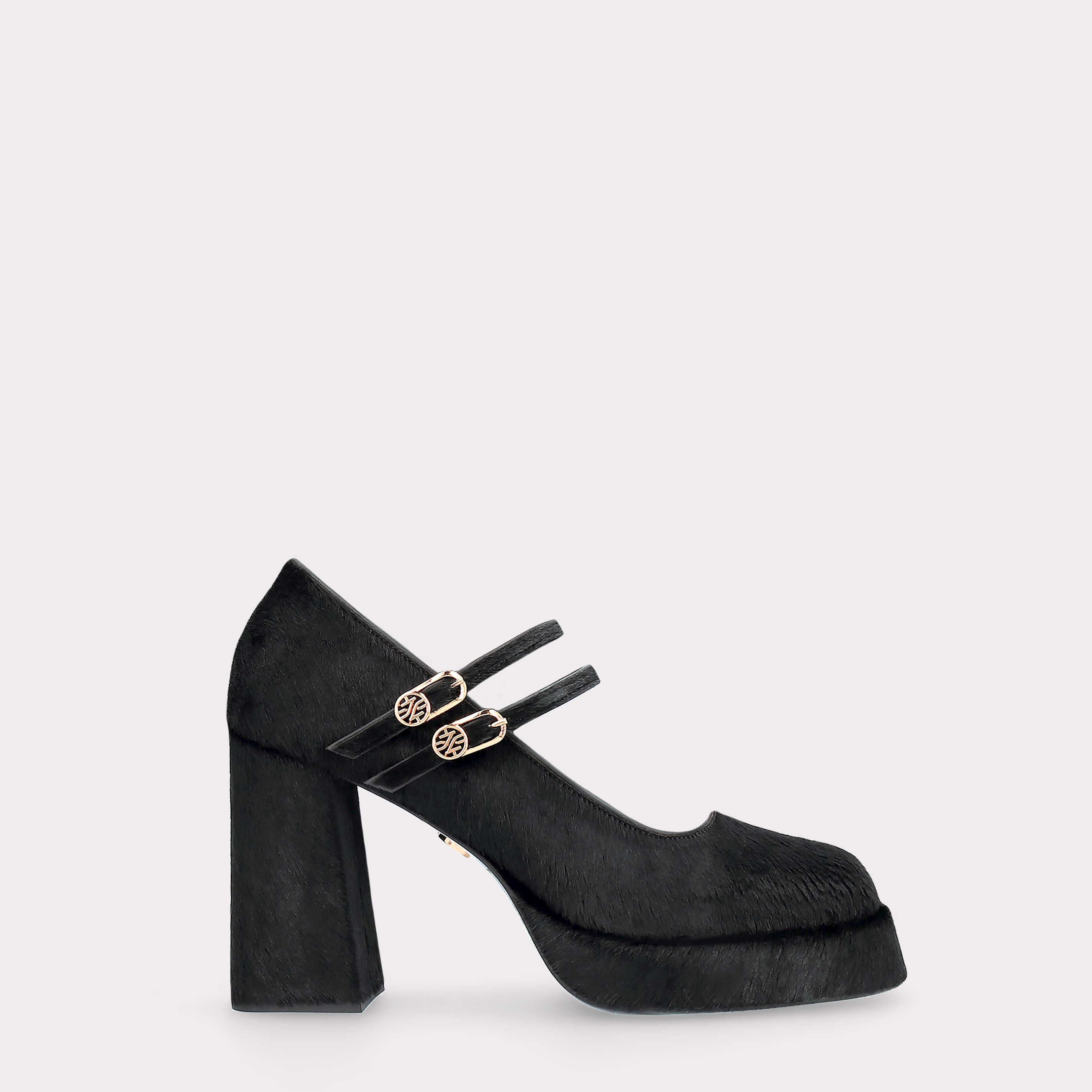 CINDY BEBE 01 BLACK CALF HAIR PUMPS