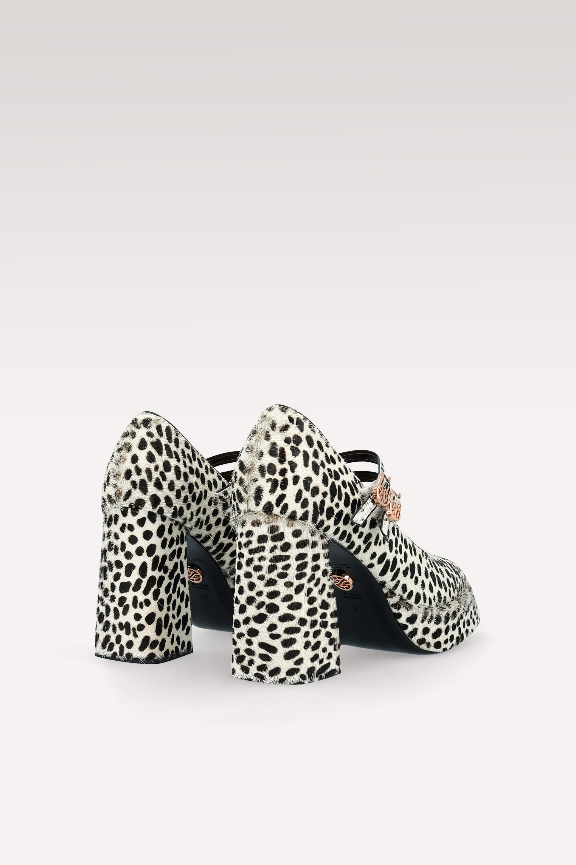 CINDY BEBE 01 WHITE LEOPARD PRINT CALF HAIR PUMPS