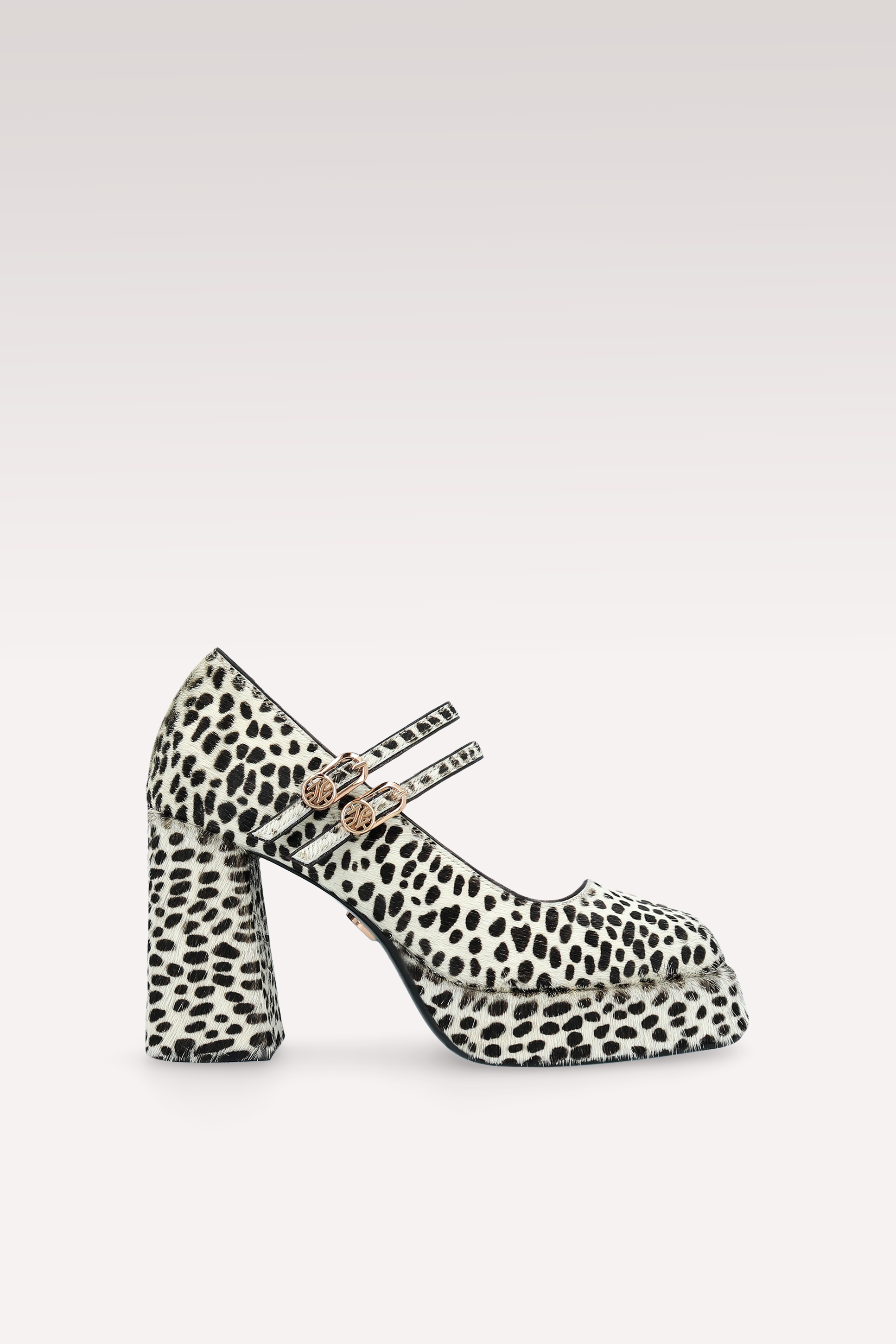 CINDY BEBE 01 WHITE LEOPARD PRINT CALF HAIR PUMPS
