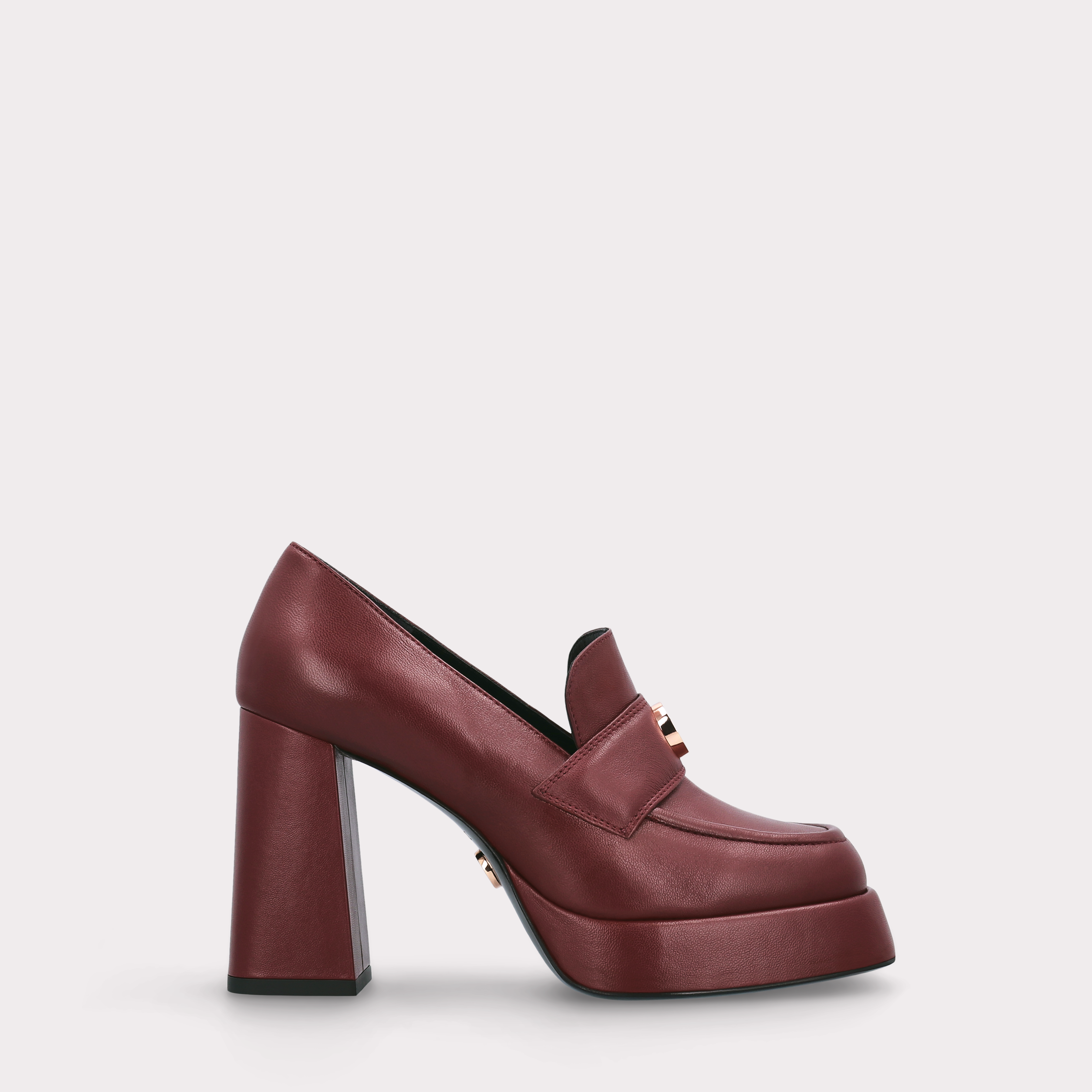 CINDY MOK 02 BORDEAUX SMOOTH LEATHER PLATFORM PUMPS